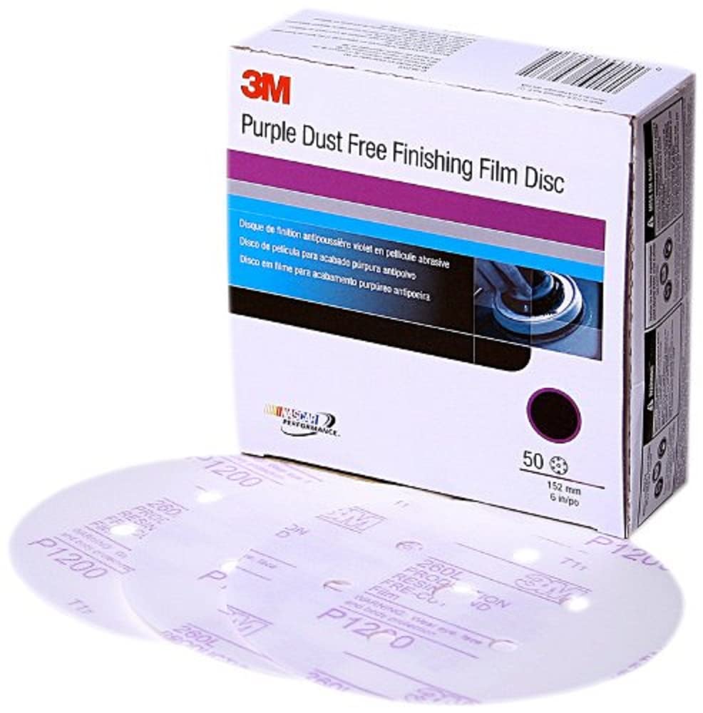 3M 30771 Hookit Purple 6 P600 Grit Dust-Free Finishing Film Disc