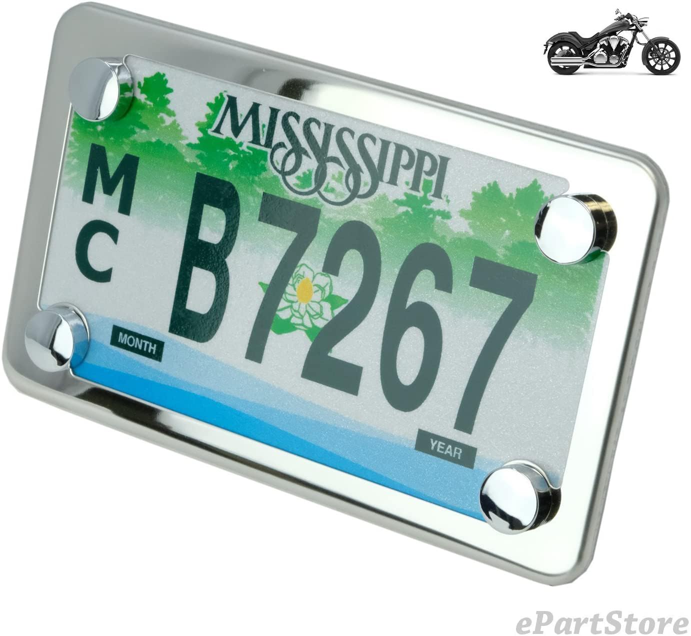 Lfparts Motorcycle Polished Slim Style Stainless Steel License Plate Frame, Chrome