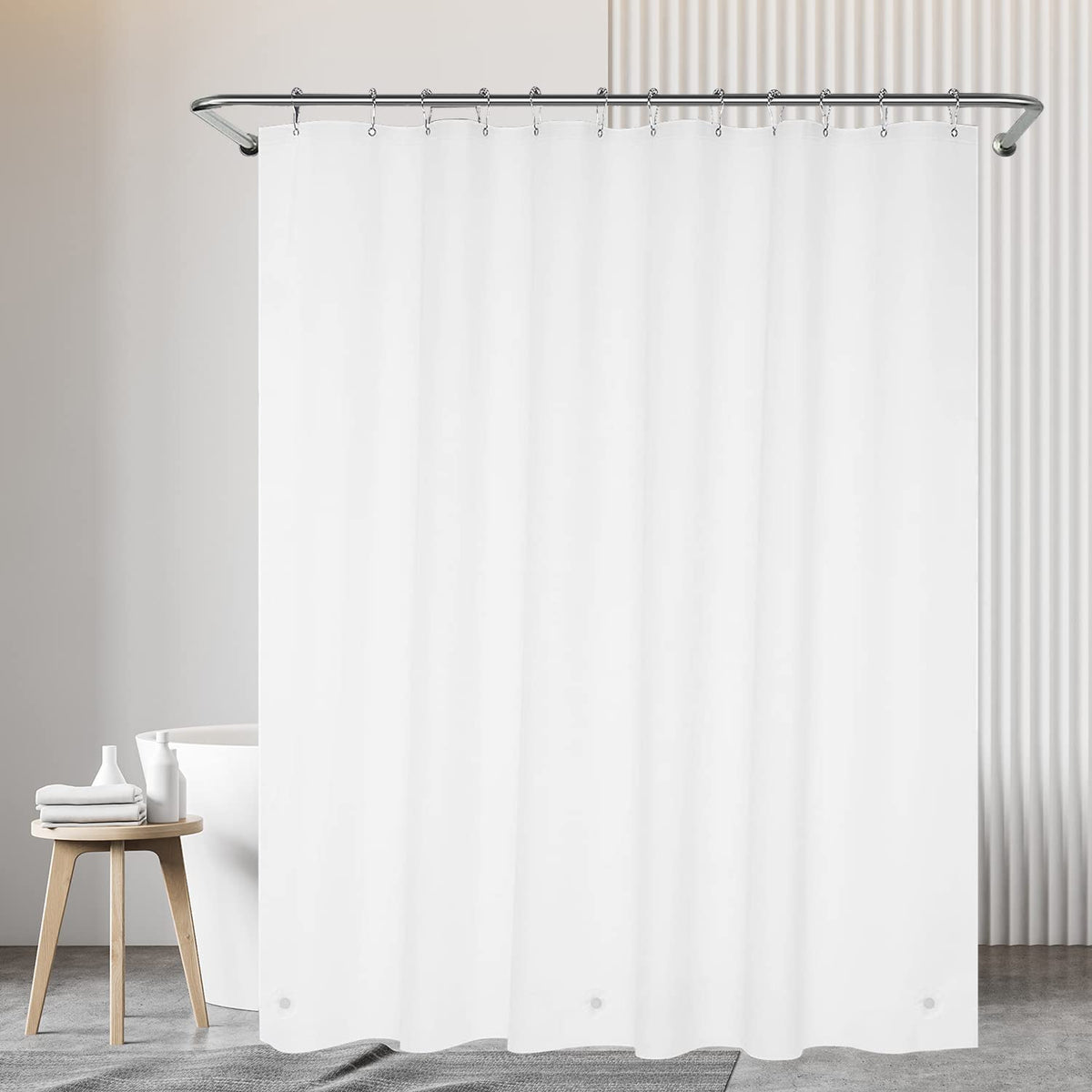 White Extra Wide Shower Curtain Liner 72 X 84 Inch Plastic Shower Liner Washable Inside Shower Curtain Liner Peva Shower Curtains For Bathroom With Magnets And Rustproof Metal Grommet Holes