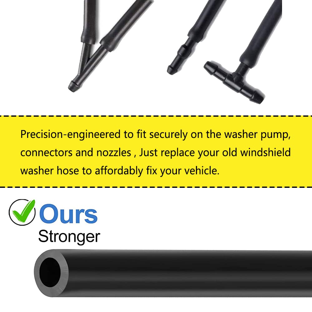 Windshield Washer Hose Kit, 3 Meter Washer Fluid Hose With 6 Pcs Hose Connectors, Windshield Washer Nozzles Kit Suitable For Most Car Windshield Fluid Tubing