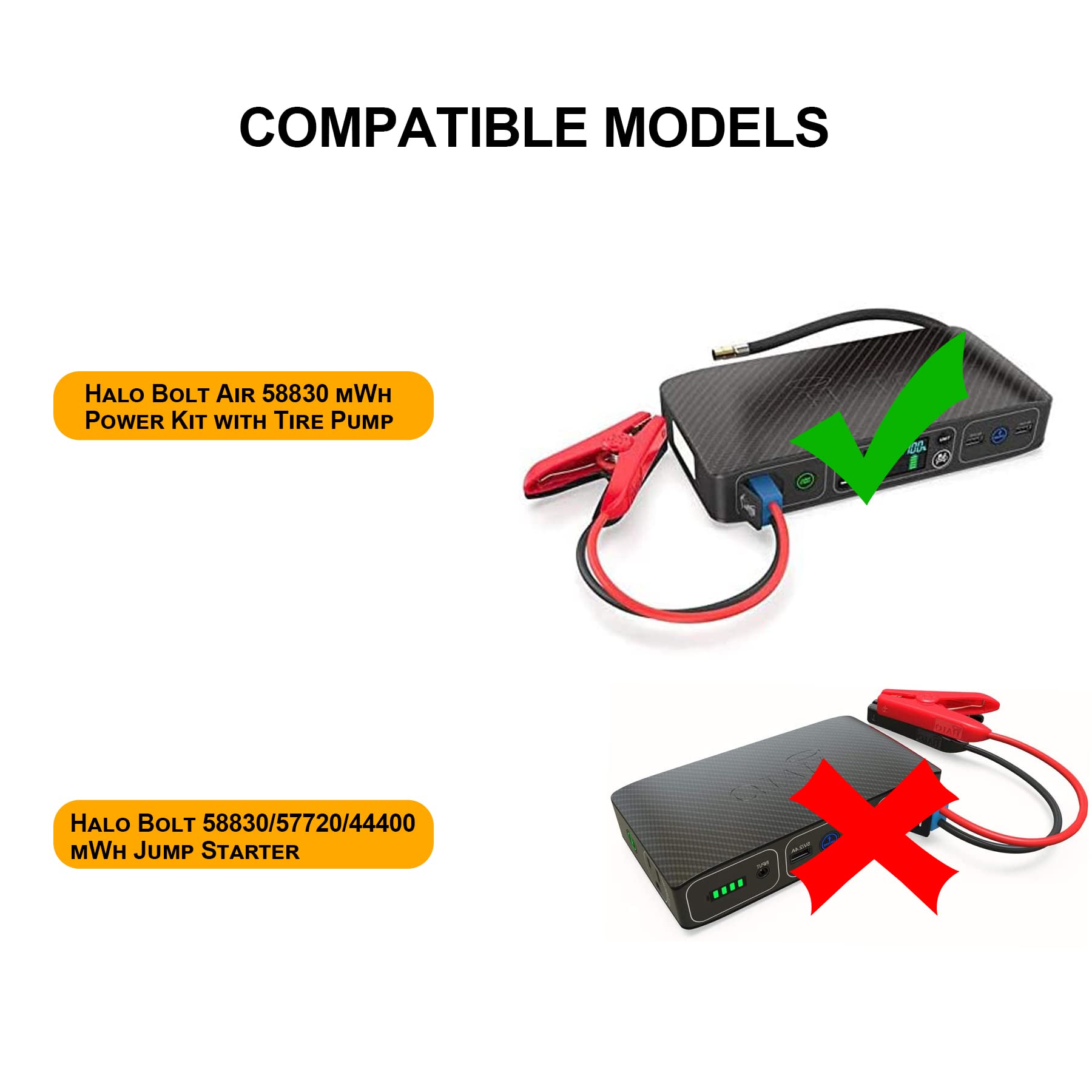 Bovke Travel Case For Halo Bolt Air 58830Mwh/Air+ 55500 Mwh Portable Emergency Power Kit Car Jump Starter With Tire Pump, Car Charger Phone Laptop Battery Holder, Mesh Pocket Fit Jumper Cables, Black