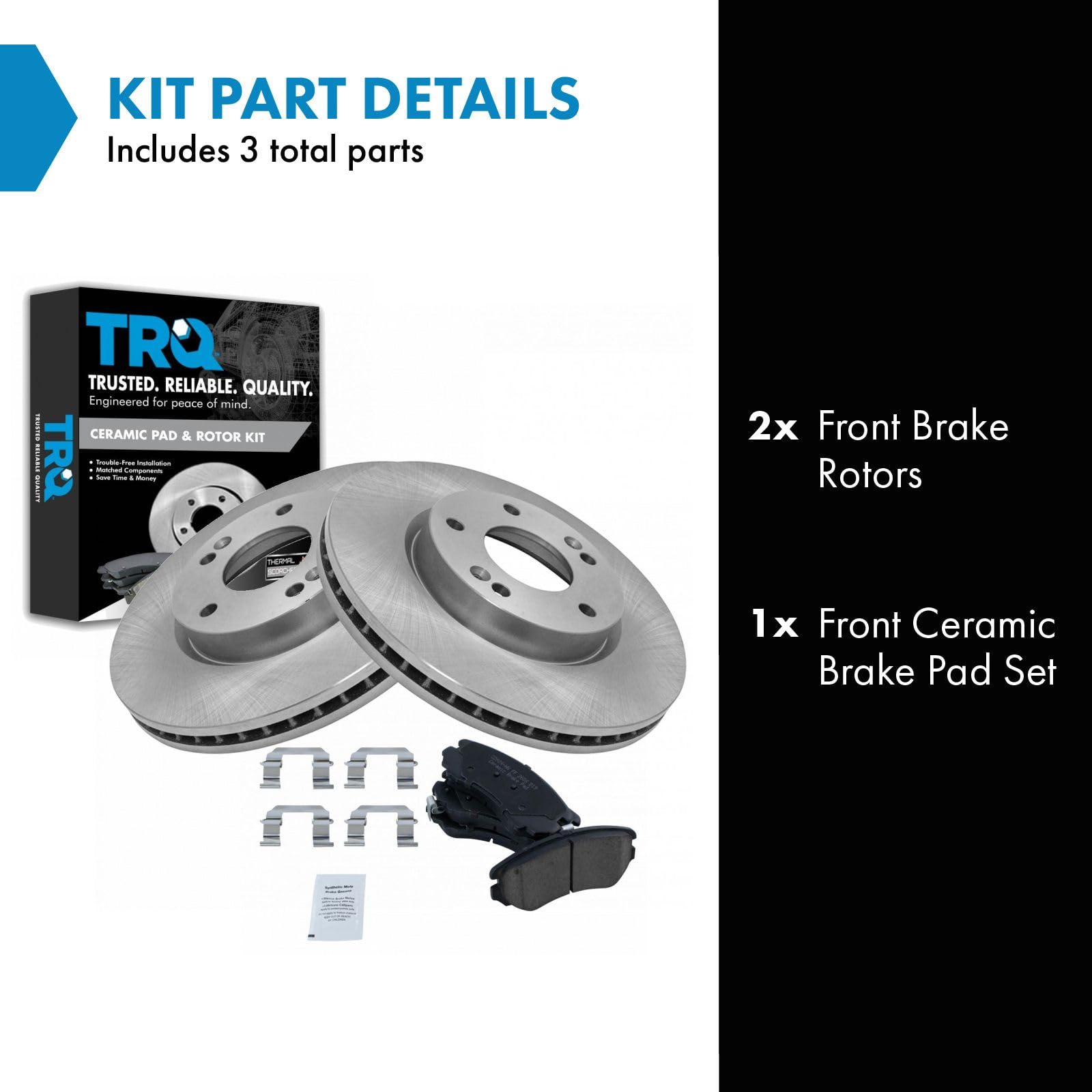 Trq Front Brake Pad & Rotor Kit Ceramic Compatible With 2003-2008 Hyundai Tiburon 2005-2009 Tucson 2005-2010 Kia Sportage