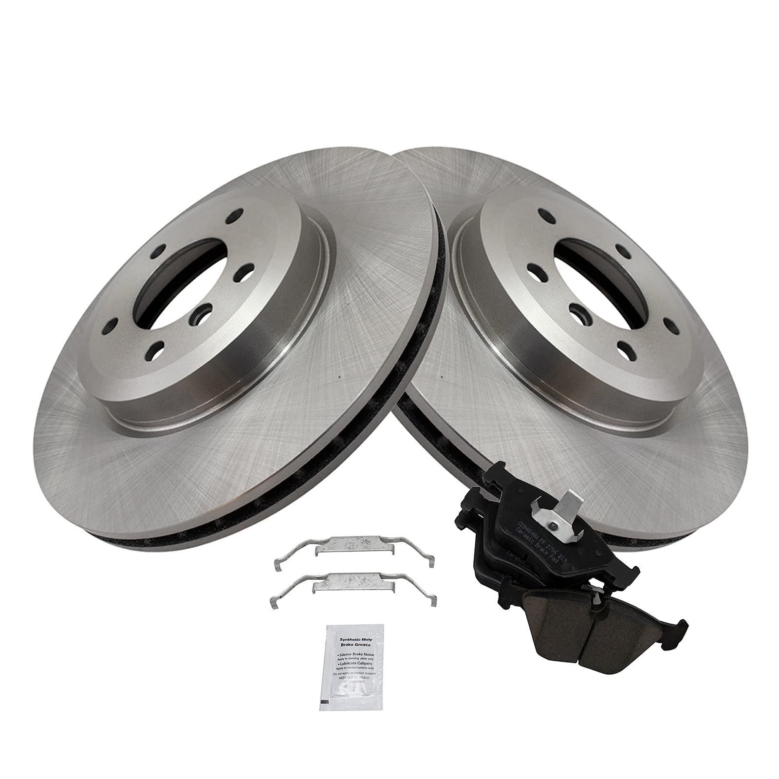 Trq Front Brake Pad & Rotor Kit Brake Pads Brake Rotor Ceramic Compatible With 2001-2006 Bmw 330Ci 2001-2005 330I 330Xi 2006-200