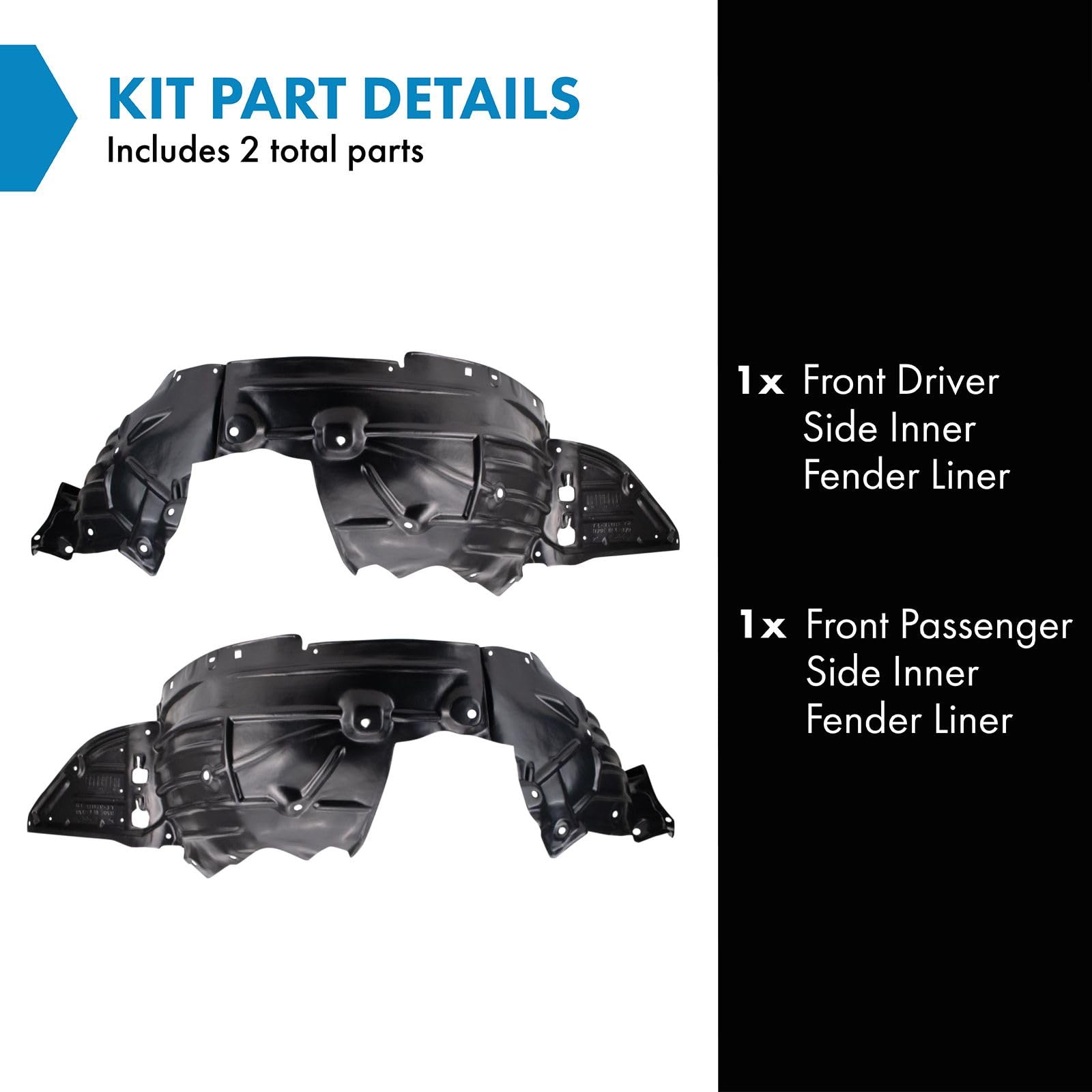 Trq Front Inner Fender Liner Set Compatible With 2016-2021 Mazda Cx-3 Ma1248148 Ma1249148