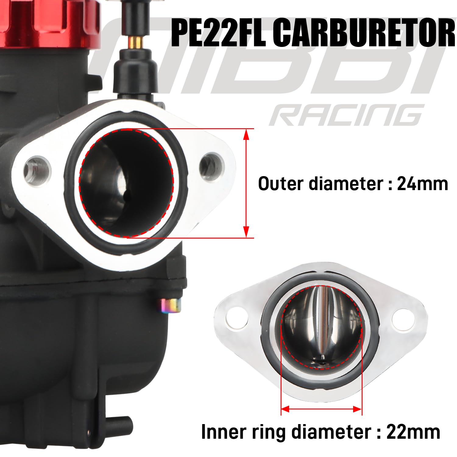 Nibbi Pe22Fl Carburetor, 22Mm Carburetor Fit 110Cc 125Cc 130Cc Flange Motorcycle Engine With Carb Jets - For Dirt Pit Bike Mini