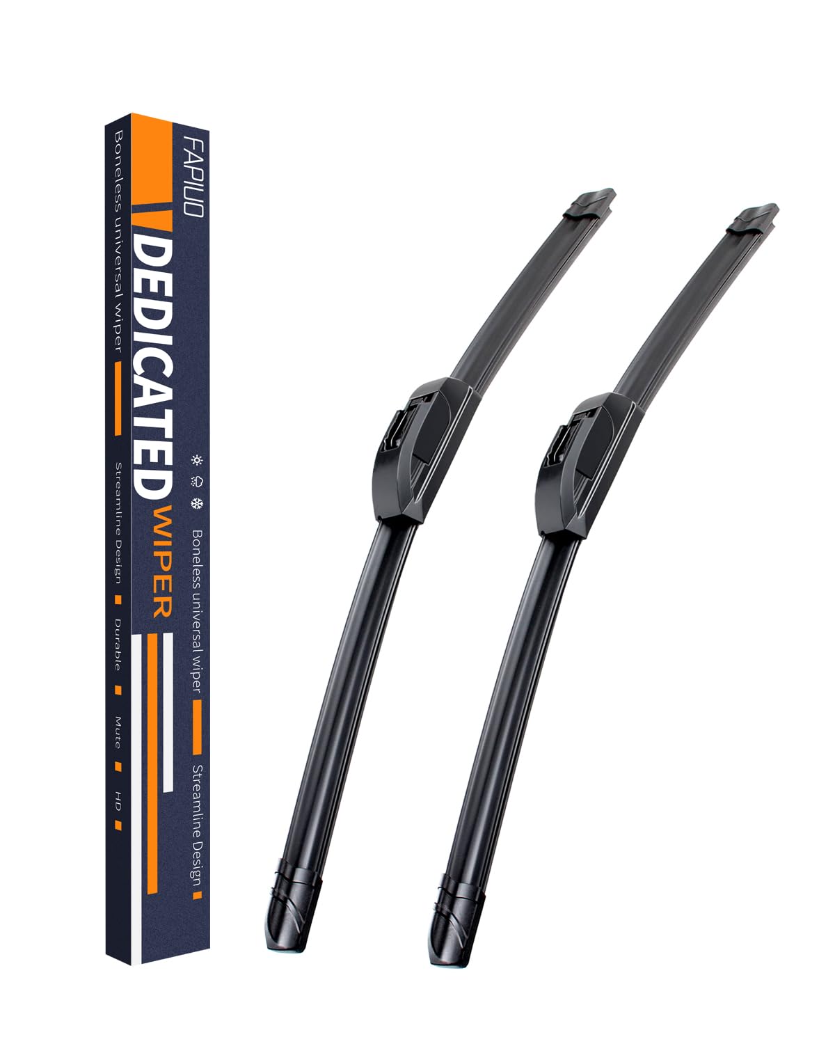 Oem Quality 24''+20'' Fapiuo Premium All-Season Automotive Replacement J-Hook Silent Wiper Blades (Set Of 2)