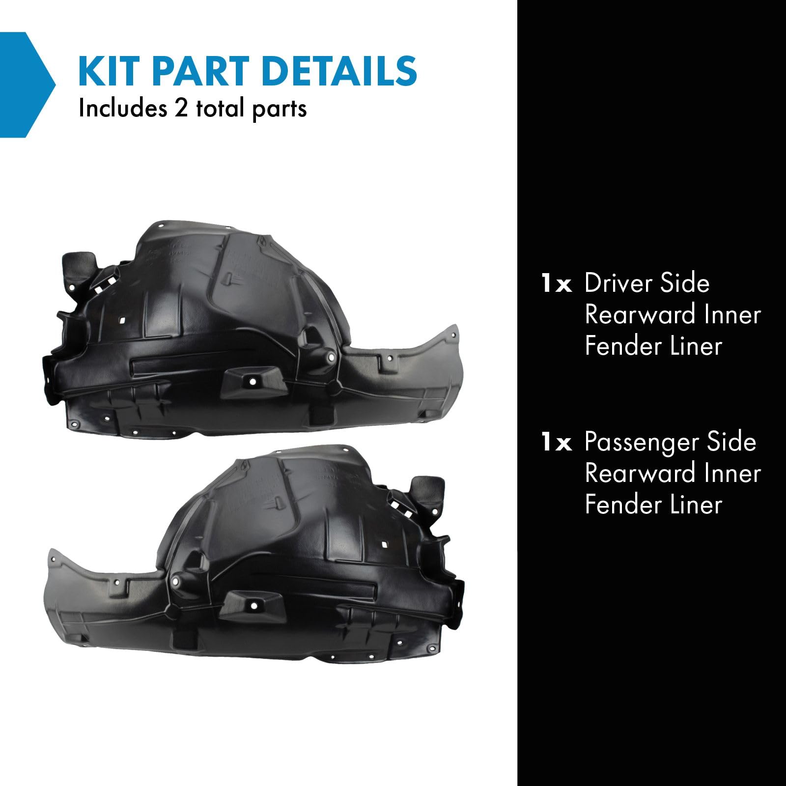 Trq Inner Fender Liner Set Compatible With 2014-2022 Infiniti Q50 In1248131 In1249131