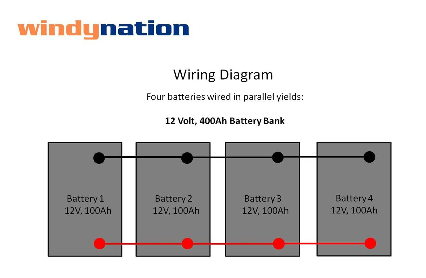 Windynation 4Pcs 100 Amp-Hour 100Ah 12V 12 Volt Agm Deep Cycle Sealed Lead Acid Battery - Solar Rv Ups Off-Grid (4 Pcs 100 Amp-H