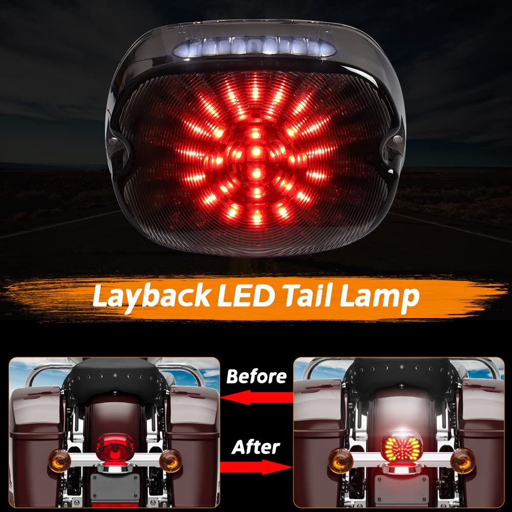 Motoparacc Smoked Motorcycle Led Brake Taillights, Integrated Turn Signals Tail Lights For Harley Dyna Low Rider S Sportster Road King Fatboy Xl1200 Low 1200R Fxdli