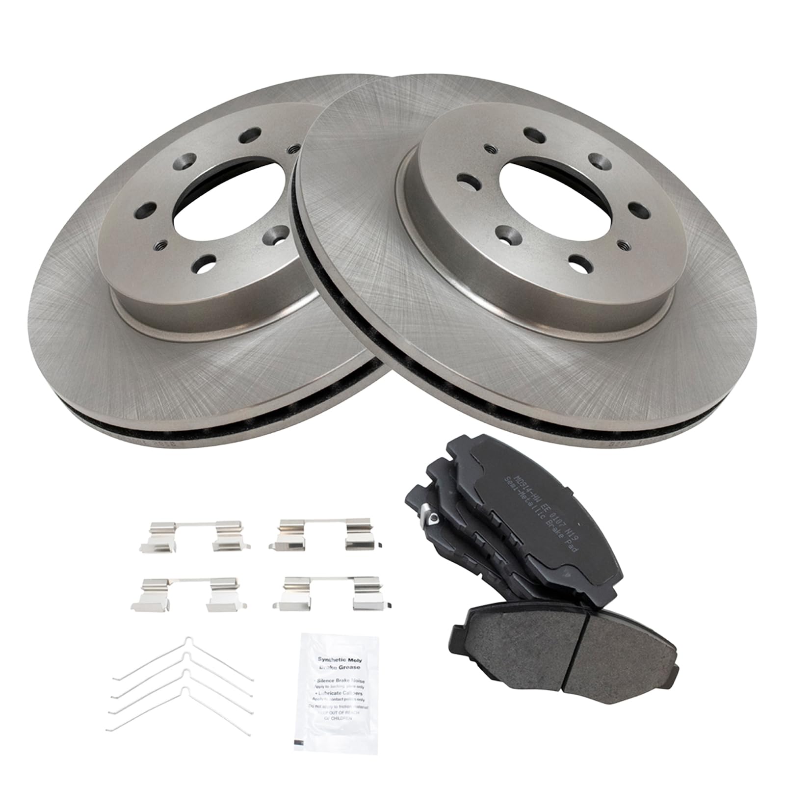 Trq Front Brake Pad & Rotor Kit Brake Pads Brake Rotor Semi-Metallic Compatible With 2013-2014 Honda Fit