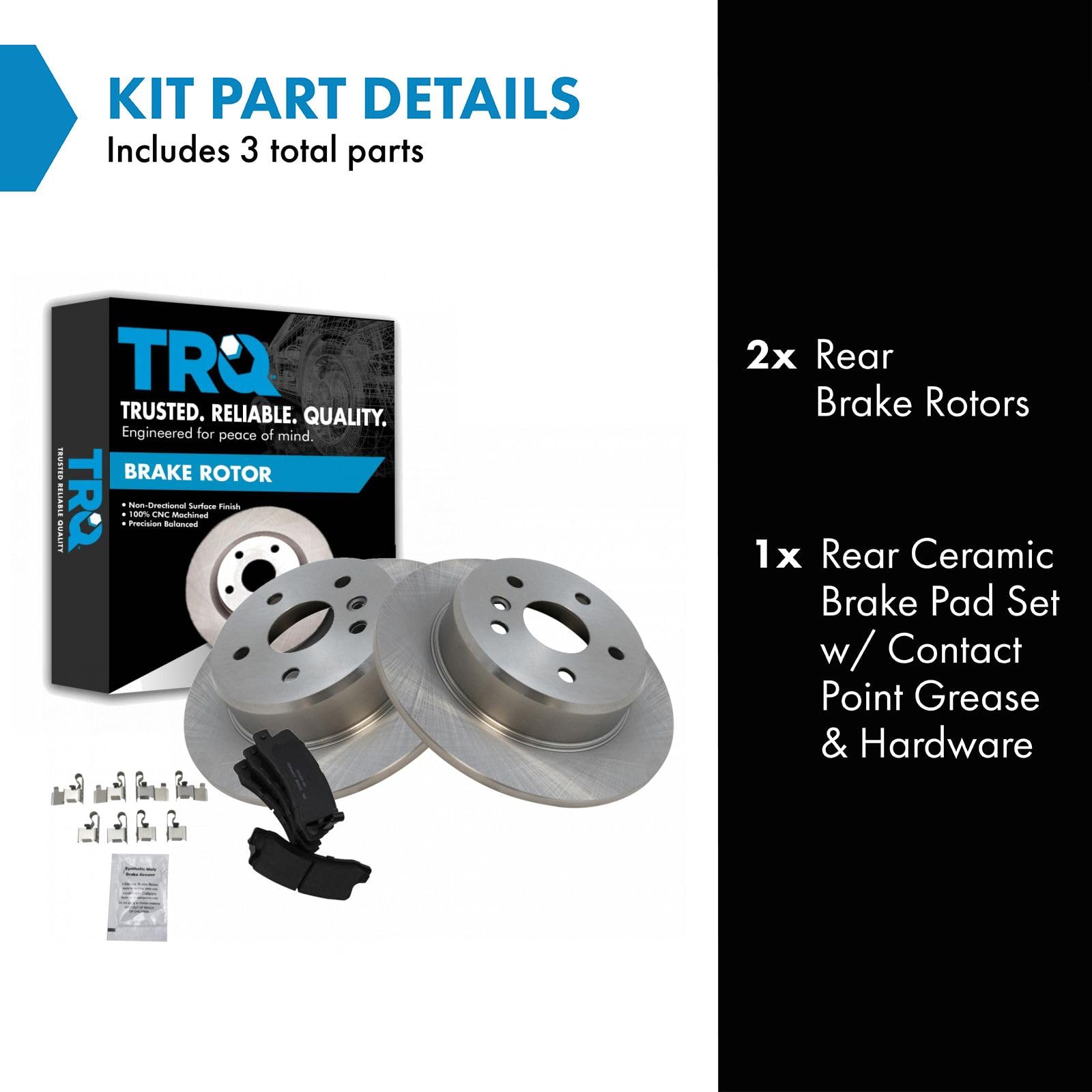 TRQ Rear Brake Pad & Rotor Kit Brake Pads Brake Rotor Ceramic Compatible with 1999-2003 Lexus RX300