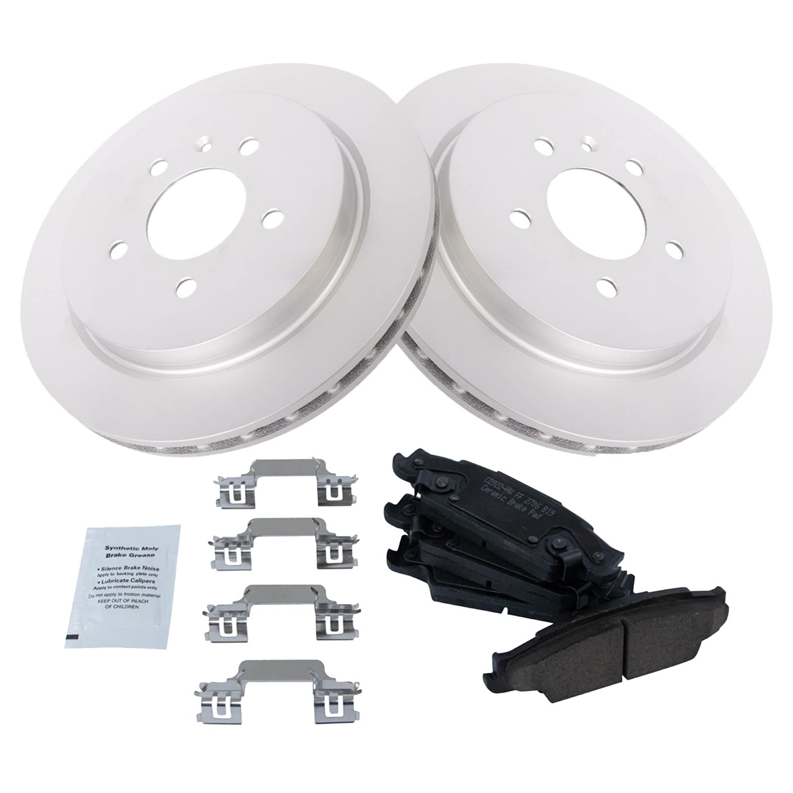 Trq Rear Brake Pad & Rotor Kit Brake Pads Brake Rotor Ceramic Premium G-Coated Compatible With 2003-2007 Cadillac Cts 2005-2011
