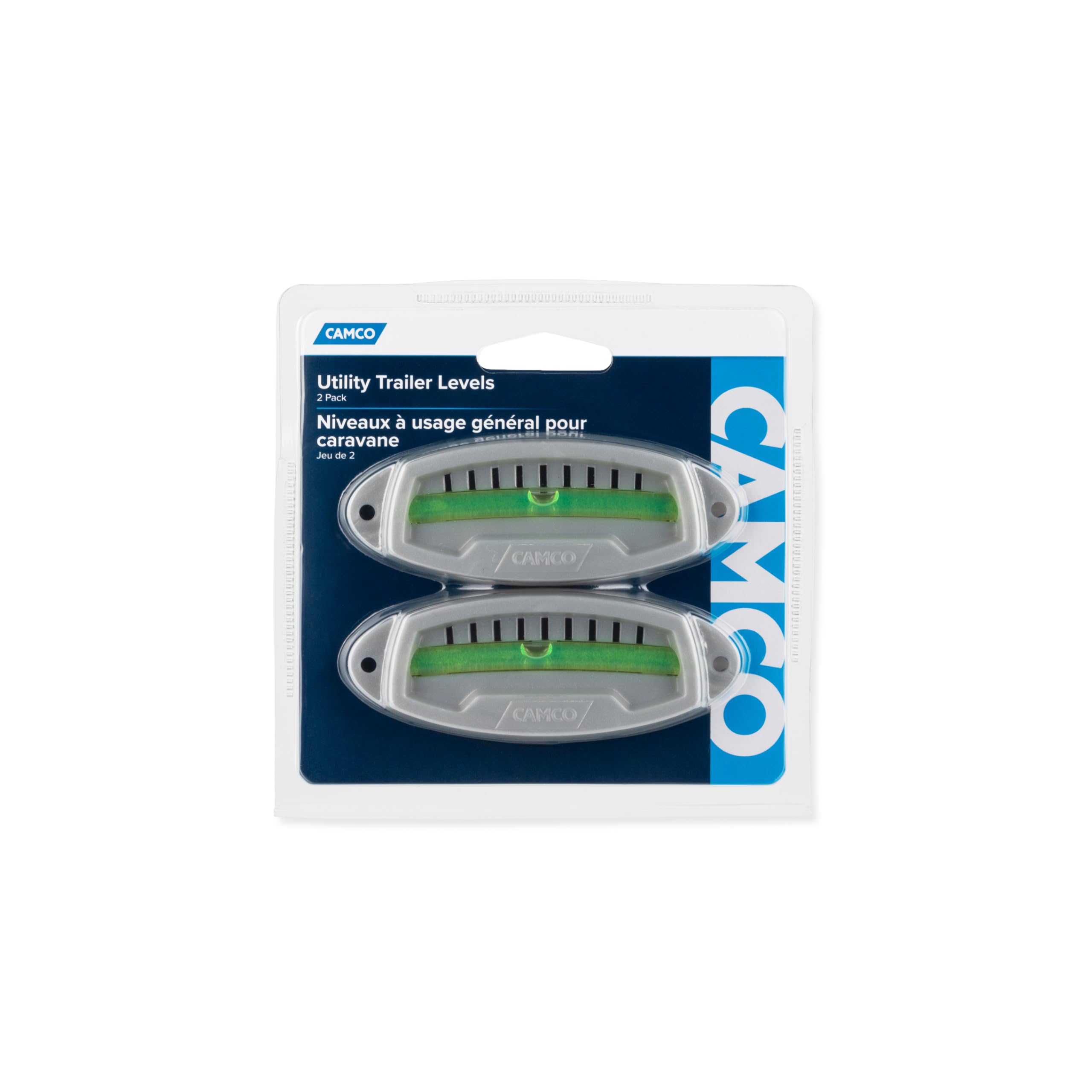 Camco Utility Trailer Bubble Levels - Features Graduated Markings for Easy RV Leveling - Easy Install w/Screws or Self-Adhesive Tape - 2-Pack (25503)