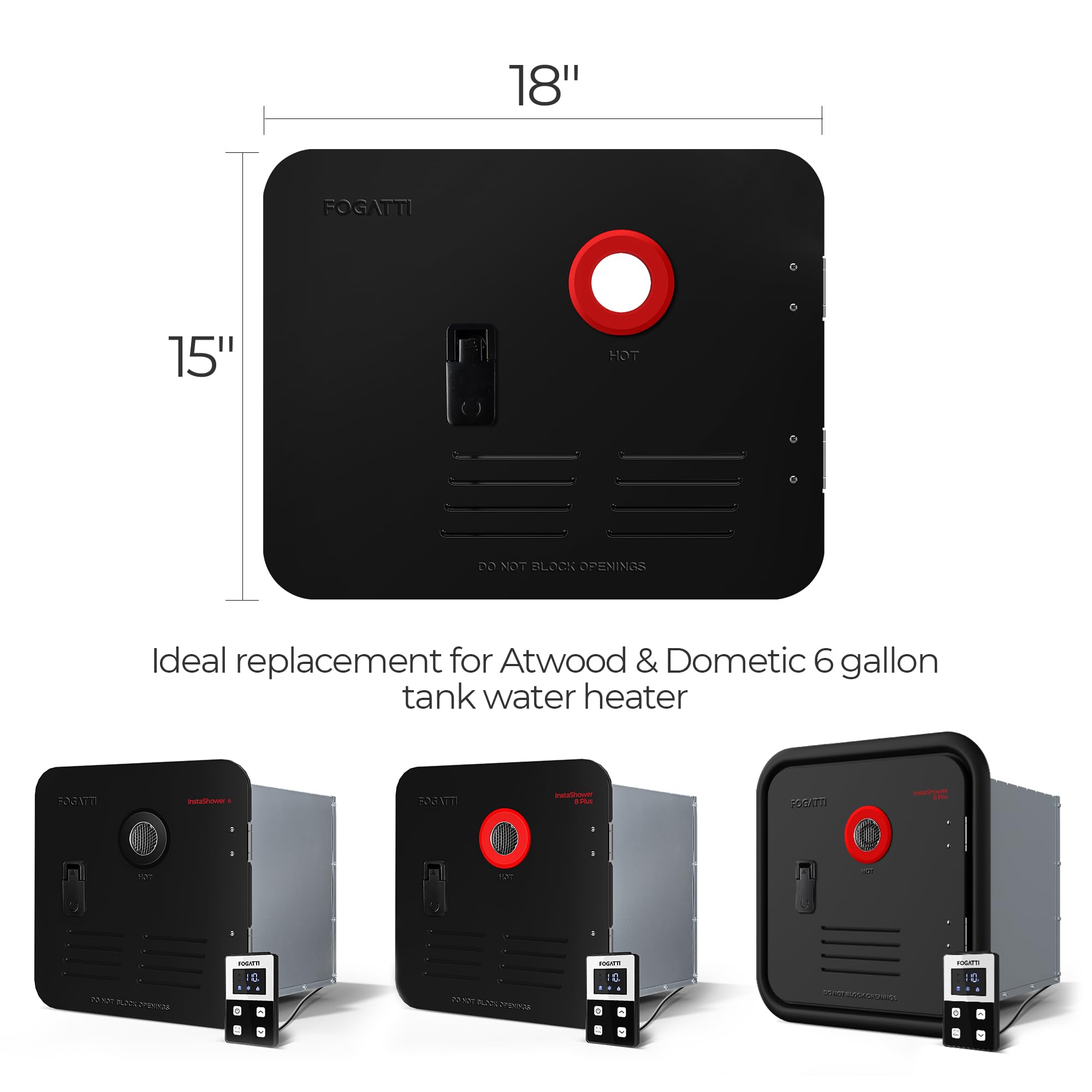 FOGATTI 15 x 18 Inches RV Water Heater Black Door ONLY. Door kit for FOGATTI RV Water Heaters, Galvanized Steel