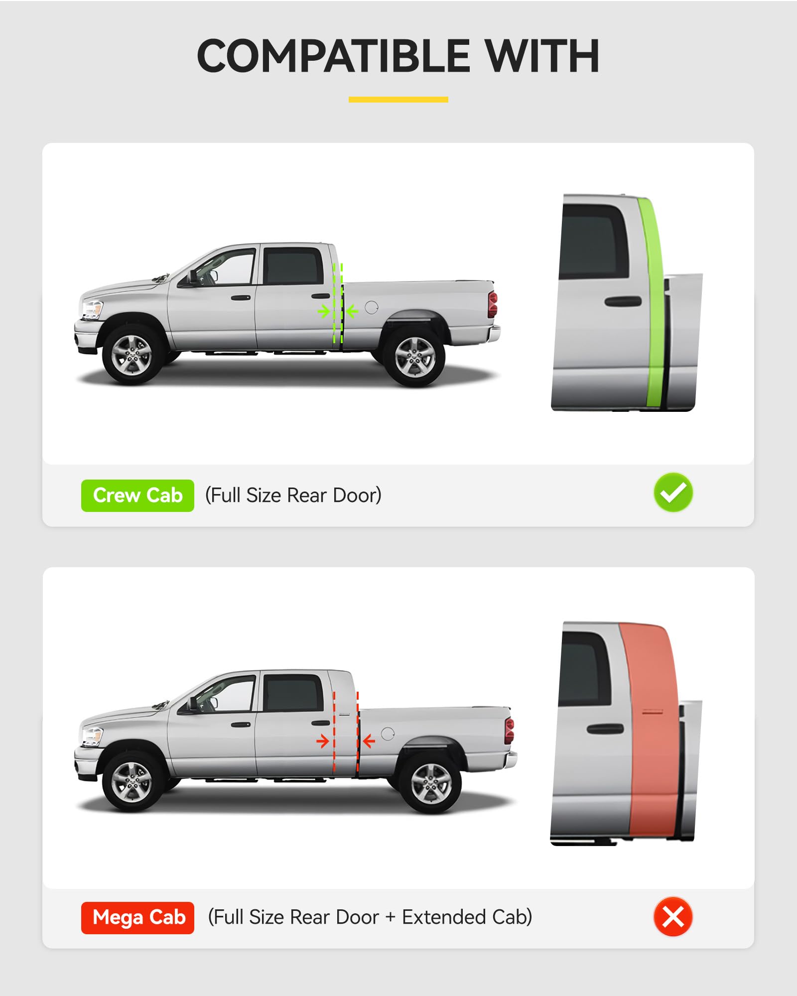 3W Floor Mats For 2019-2024 2025 Ram 2500/3500 Crew Cab With Bucket Seat (Not For Pto Kit Models), All Weather Tpe Custom Fit Do