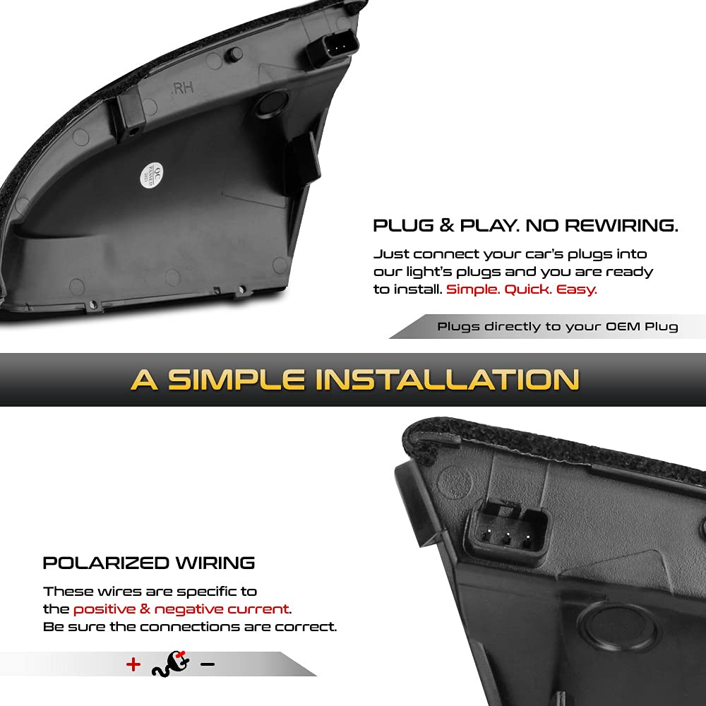 Vipmotoz Switchback Full White & Amber Led Side Mirror Turn Signal Light Puddle Lamp Assembly For 2009-2018 Compatible With Dodg