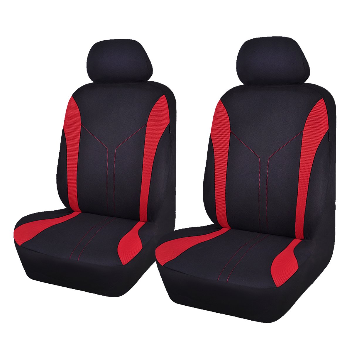 Flying Banner Car Seat Covers Front Seats And Rear Bench Mesh Fabric Rear Bench Split Polyester Cover Easy Installation Suv Car Woman Lady Femal (Front Set, Black Red)