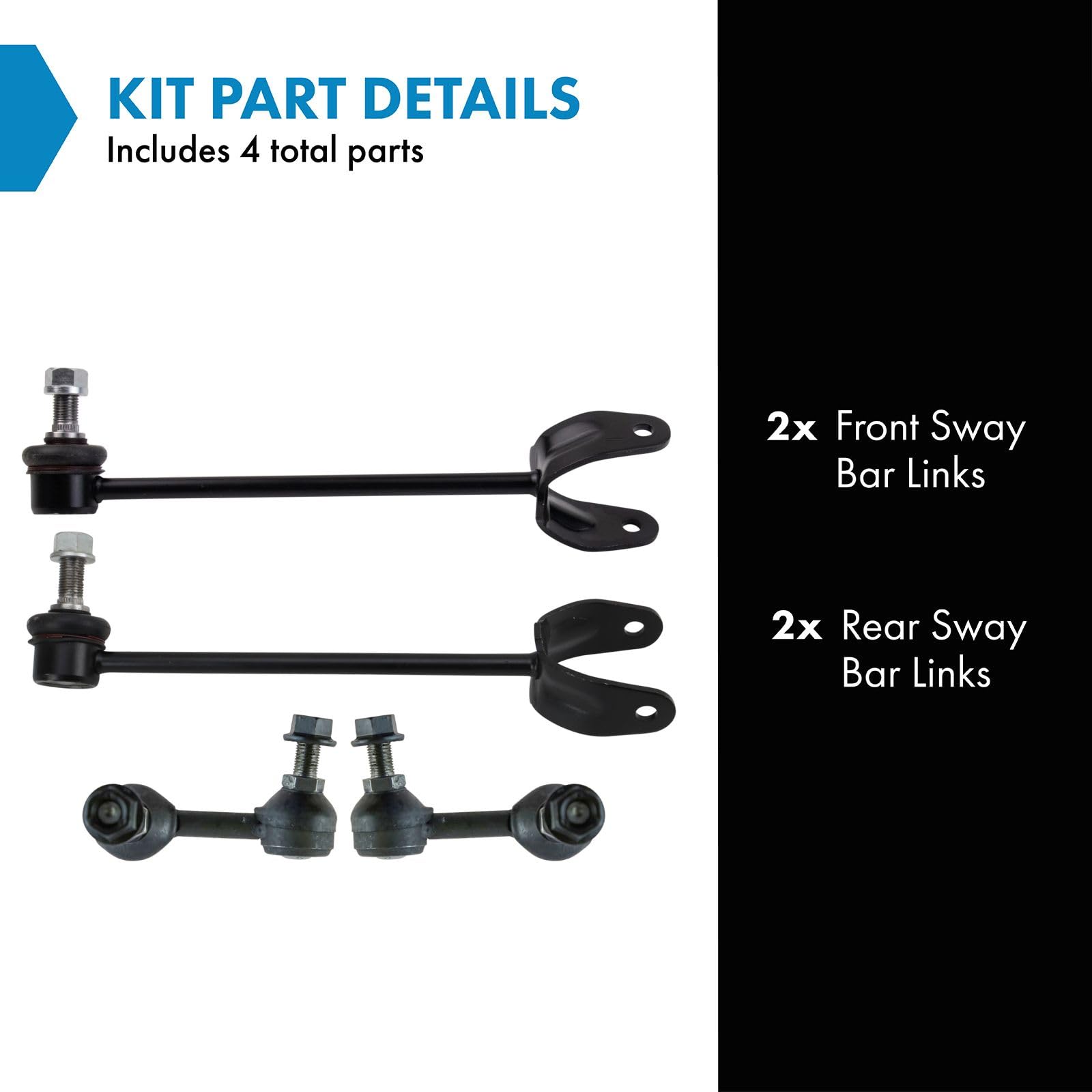 Trq Front & Rear Sway Bar Stabilizer Link Set Compatible With 2007-2017 Lexus Ls460 2008-2016 Ls600H