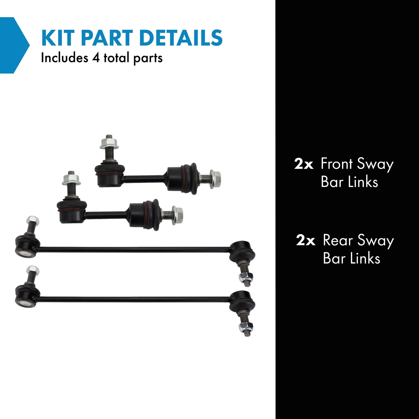 Trq Front & Rear Sway Bar Stabilizer Link Set Compatible With 2019-2021 Hyundai Santa Fe 2016-2019 Kia Sorento