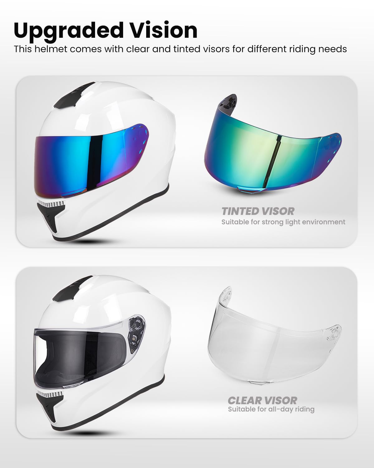 Auboa Full Face Motorcycle Helmets For Adults Men And Women Dot Street Bike Racing Helmet With Extra Clear Visor Model Md-813C (