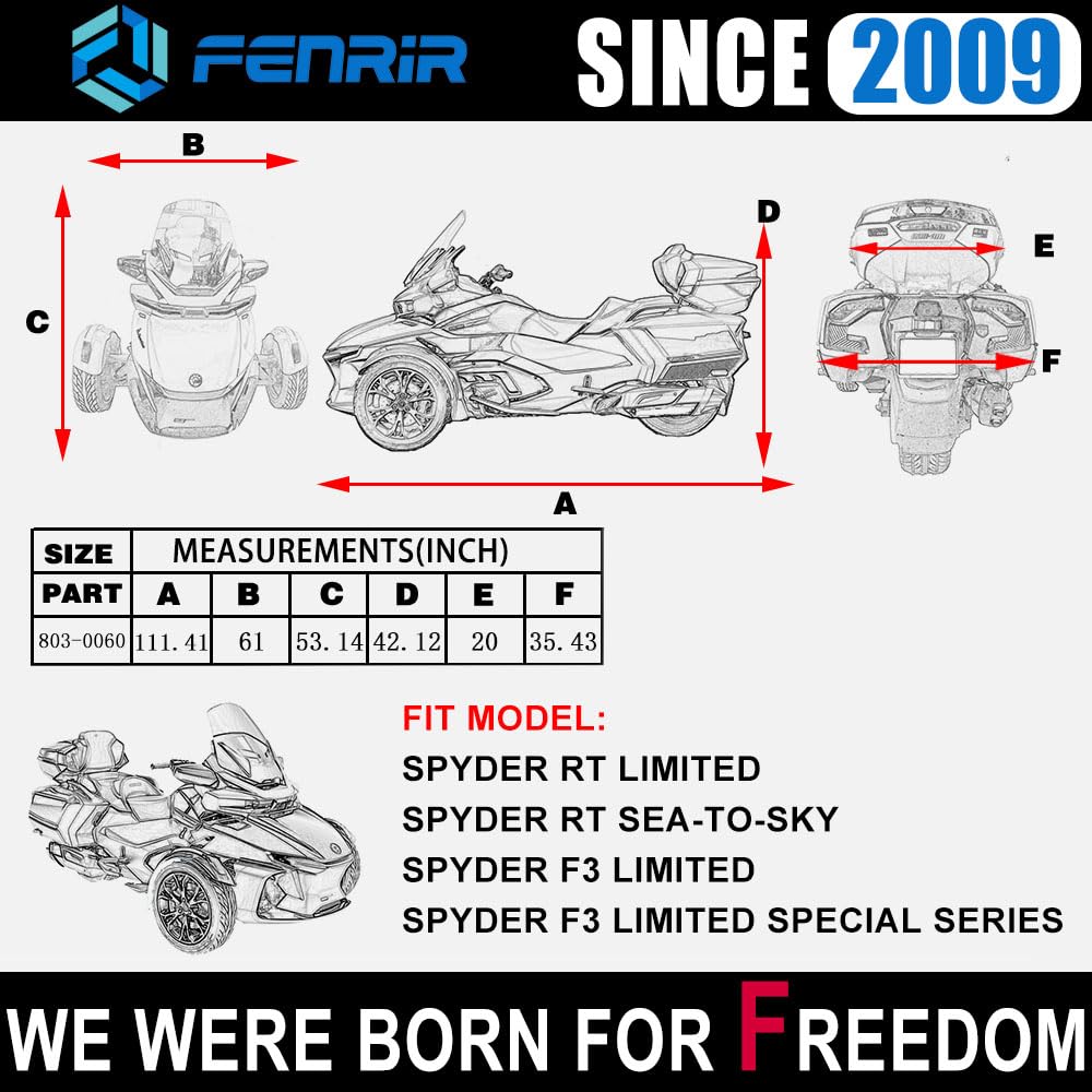 Fenrir Three Wheel Motorcycle Cover All Season Protection Waterproof Outdoor Storage Antenna Hole Design Quick Release Luggage D