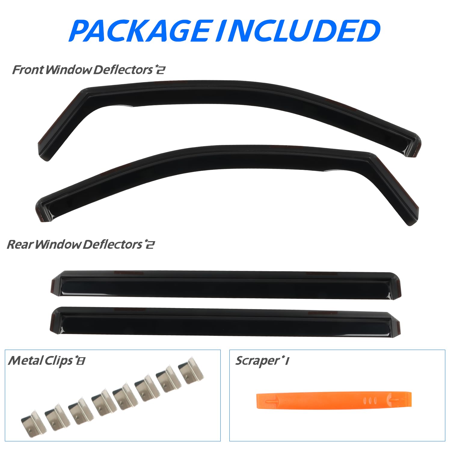 4PCS in Channel Rain Guards for 2008-2023 Dodge Grand Caravan, 2008-2016 Chrysler Town Country, 2009-2012 Volkswagen (VW) Routan