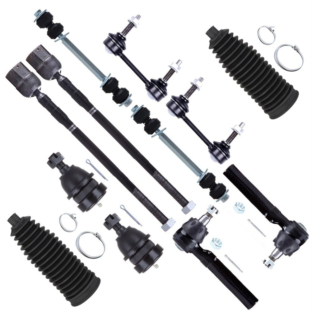 Scitoo 12Pcs Suspension Kit Front Lower Ball Joint Outer Inner Tie Rod End W/Boo