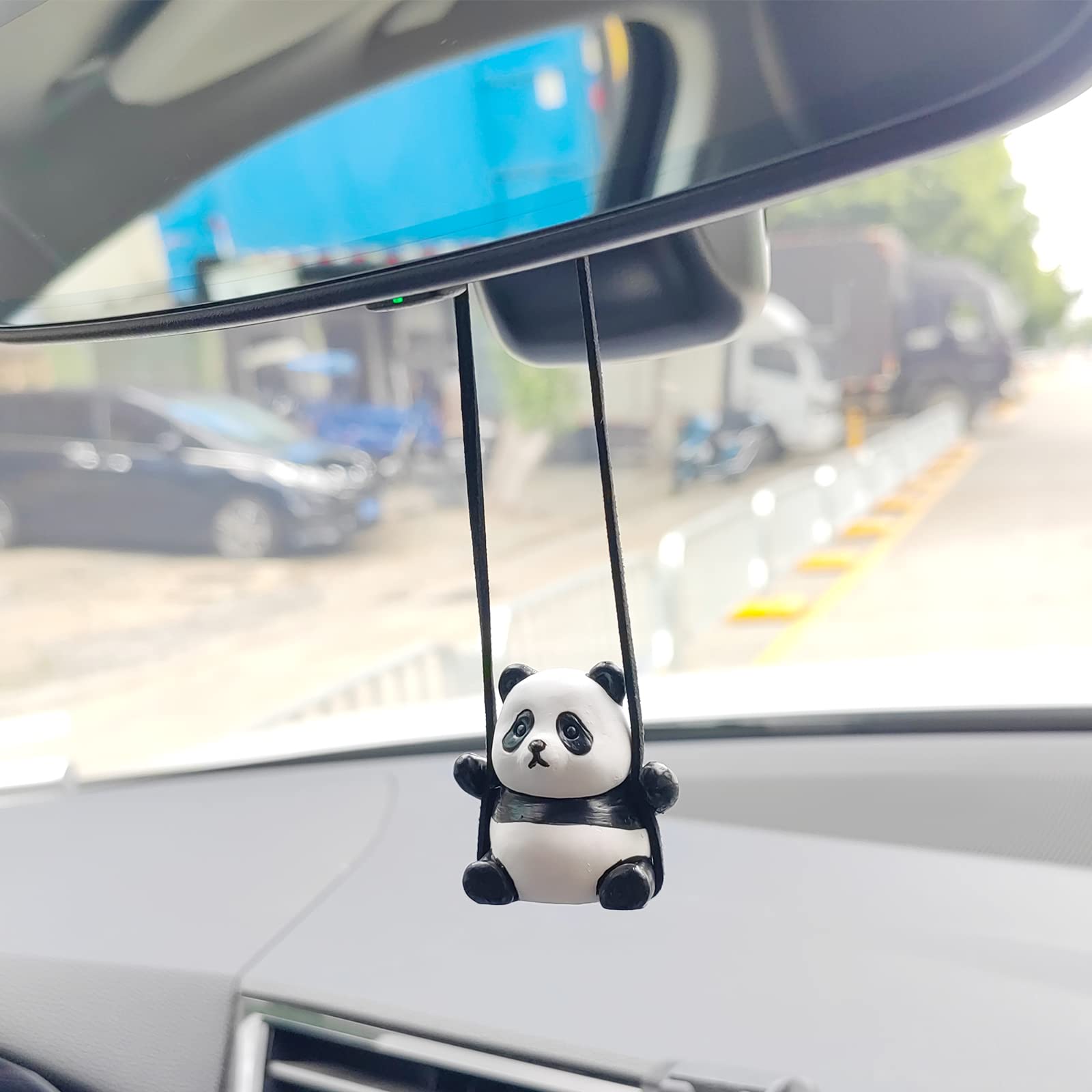 Motaney Rear View Mirror Accessories, Panda Car Hanging Ornament, Car Mirror Hanging Accessories Office/Home/Room/Car Decor, Cute For Women/Men/Kids