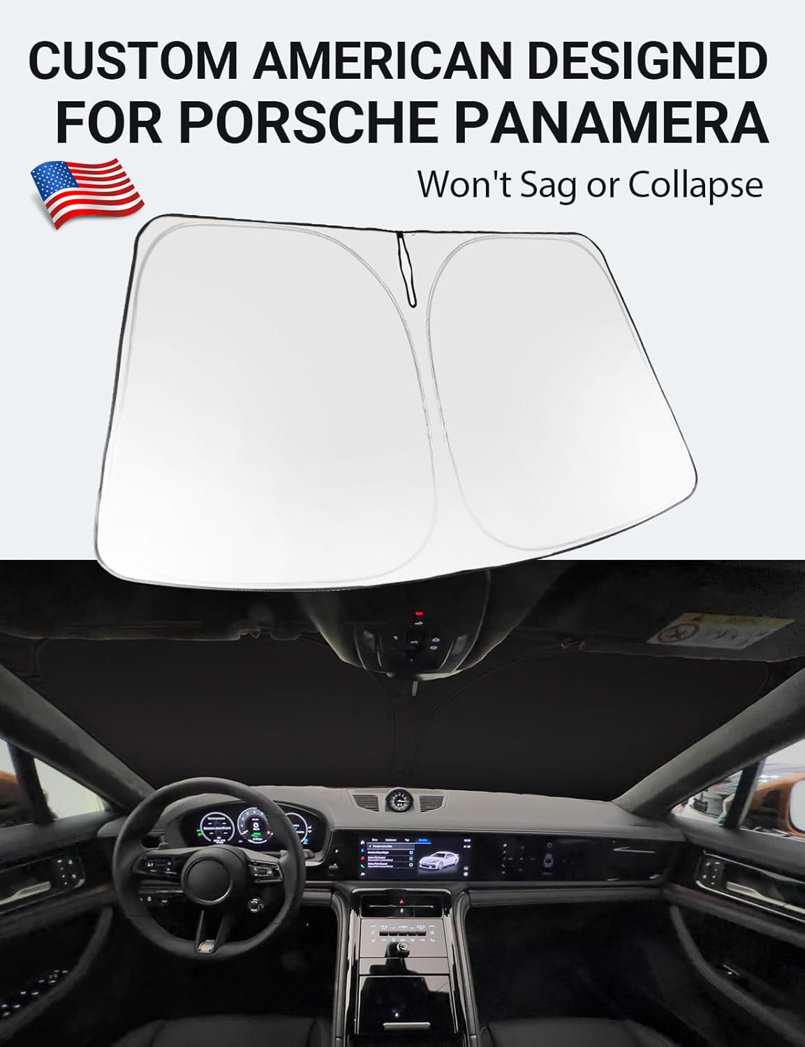 Proadsy 2025 Upgrade Windshield Sun Shade Custom Fit 2017-2023 2024 2025 Porsche Panamera Foldable Front Sunshade Protector Sun