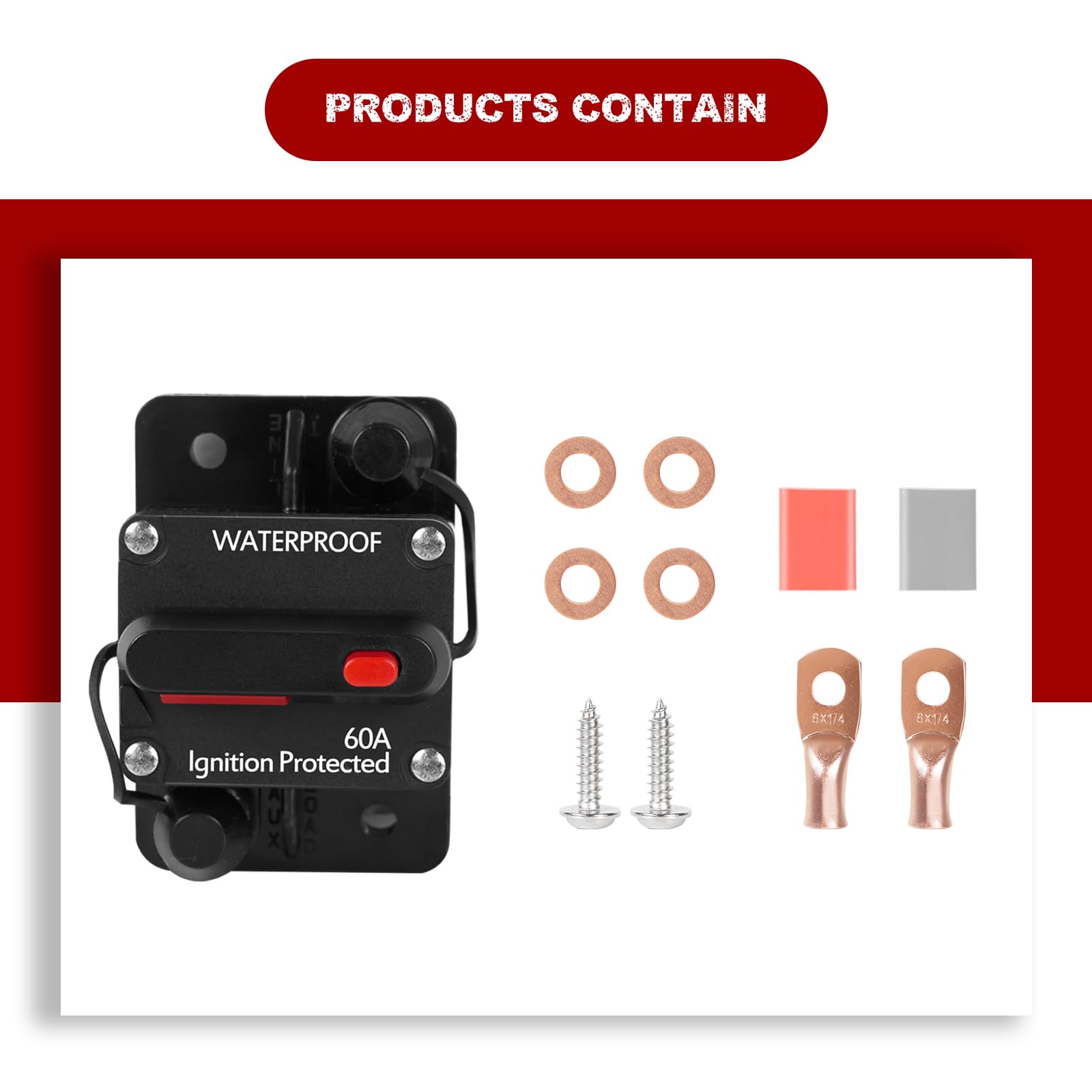 Tiwerlfe 40 Amp Circuit Breaker Manual Reset Waterproof Inline Fuse Inverter for Car ATV Marine Trolling Motors Boat Power Prote