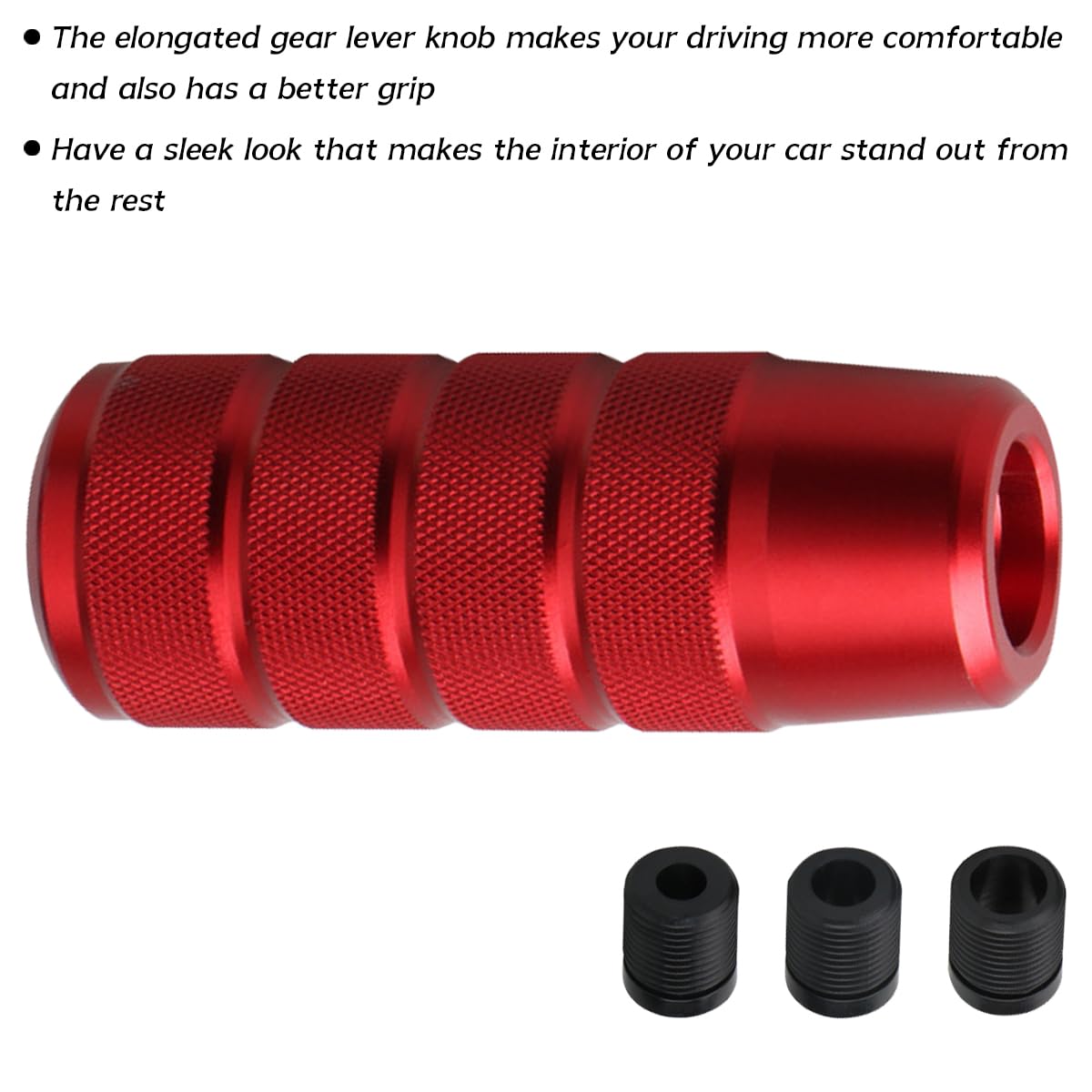 Osilly 95Mm/3.74'' Car Shifter Knob, Aluminum Weighted Automotive Gear Shift Manual Knobs Lever With 3 Threaded Adapters M8 M10