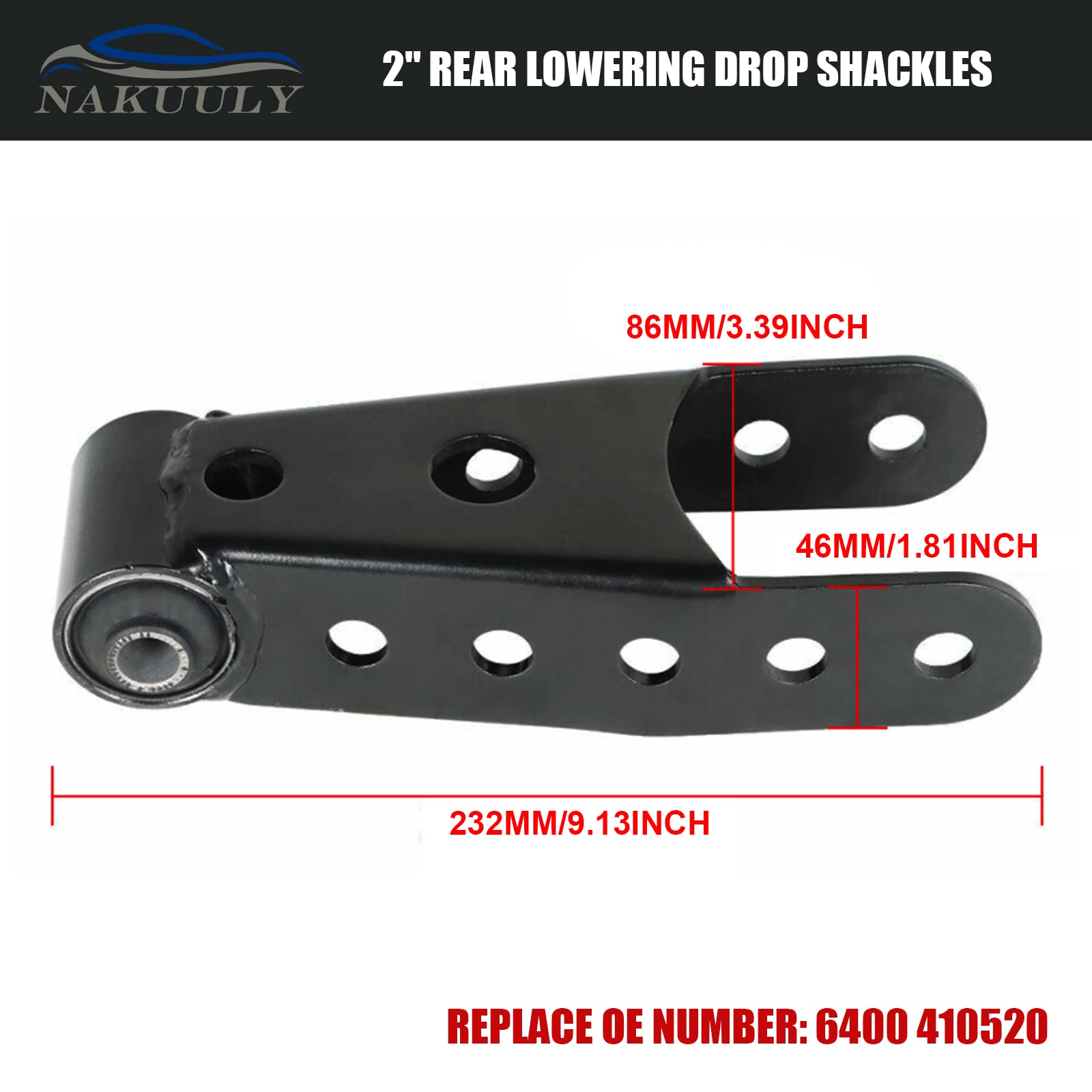 2 Rear Drop Lowering Shackle Suspension Kit 6400 Compatible With Chevy Silverado Gmc Sierra 1500 C1500 K1500 Dodge Ram Replaces # 6400 410520