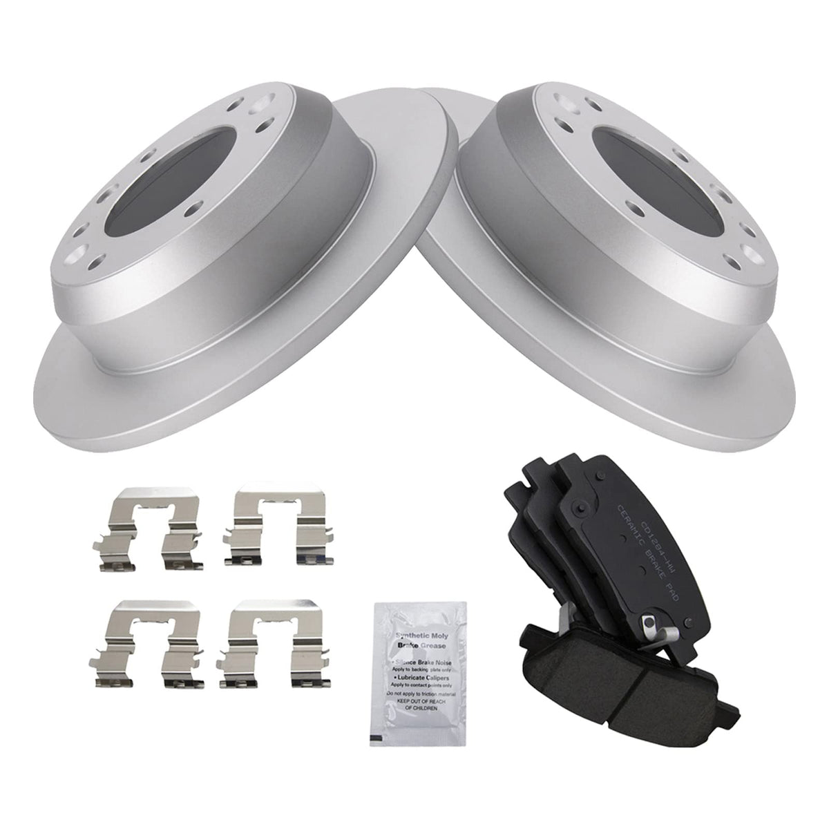 Trq Rear Brake Pad & Rotor Kit Brake Pads Brake Rotor Ceramic Premium G-Coated Compatible With 2007-2008 Hyundai Entourage 2007-