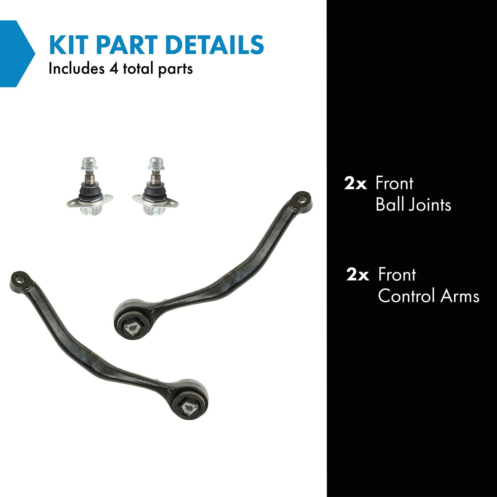 TRQ Front Control Arm with Ball Joint Set Compatible with 2007-2010 BMW X3