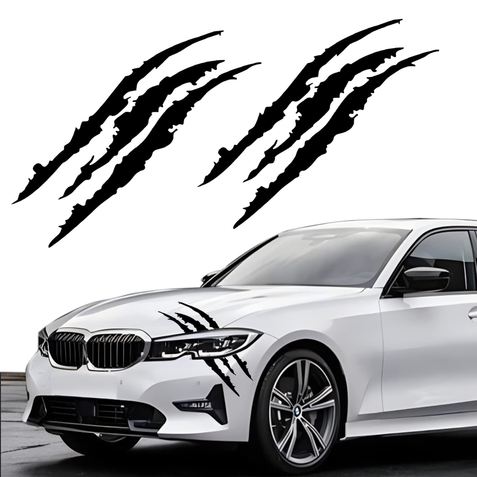 2Pcs Claw Mark Decals For Cars,Headlight Car Sticker,Stripes Scratch Decal Vinyl For Sports Cars Suv Pickup Truck Window Motorcycles Ect (Black)