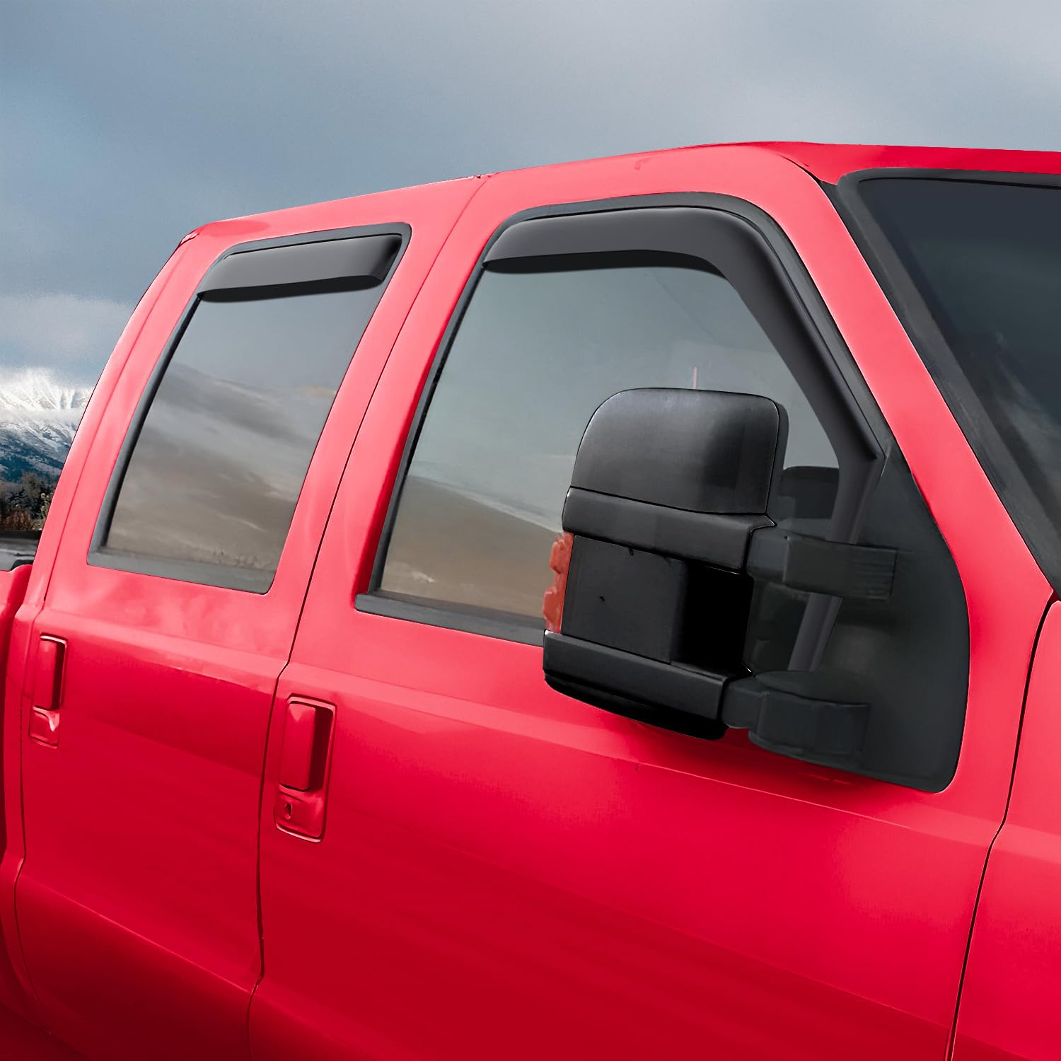 Voron Glass In-Channel Extra Durable Rain Guards For Ford F250 To F550 Super Duty 1999-2016 Supercrew, Window Deflectors, Vent W