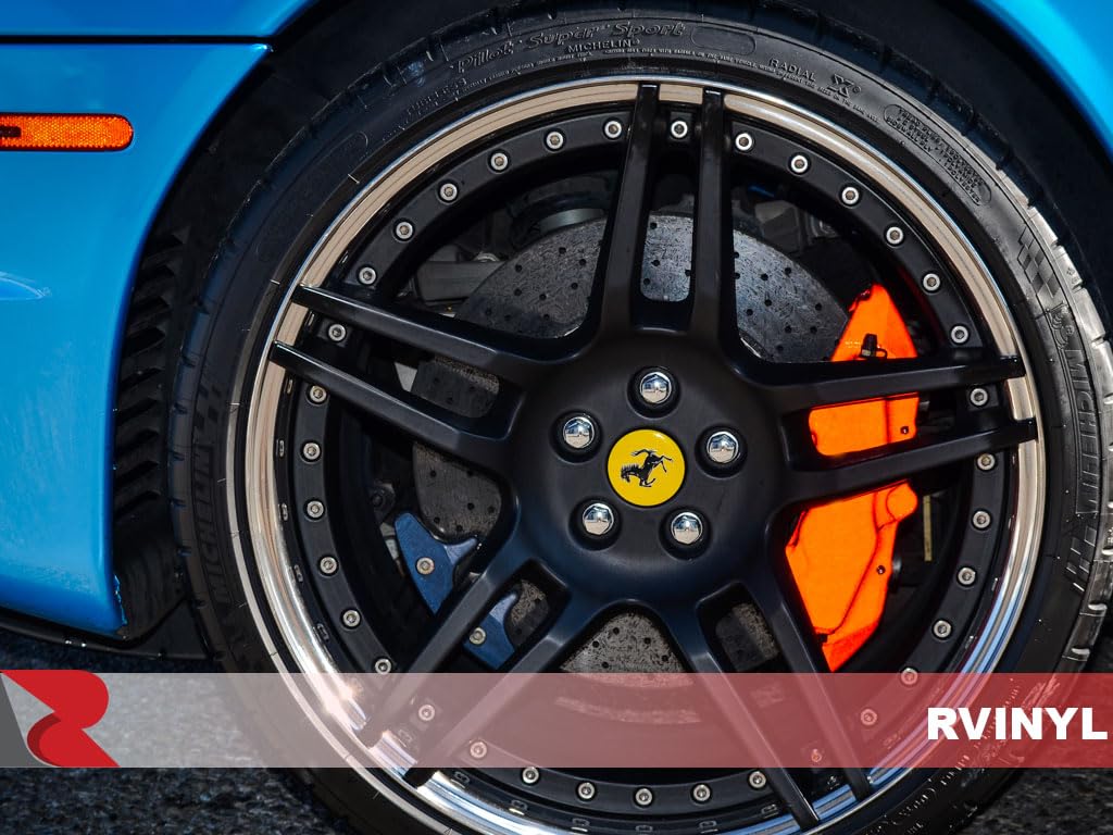 Rvinyl 3M Heat Resistant Caliper Wraps, High Temperature Reflective Vinyl Brake Film in Yellow, 4 Sheets (12 '' x 12 '') with Ap