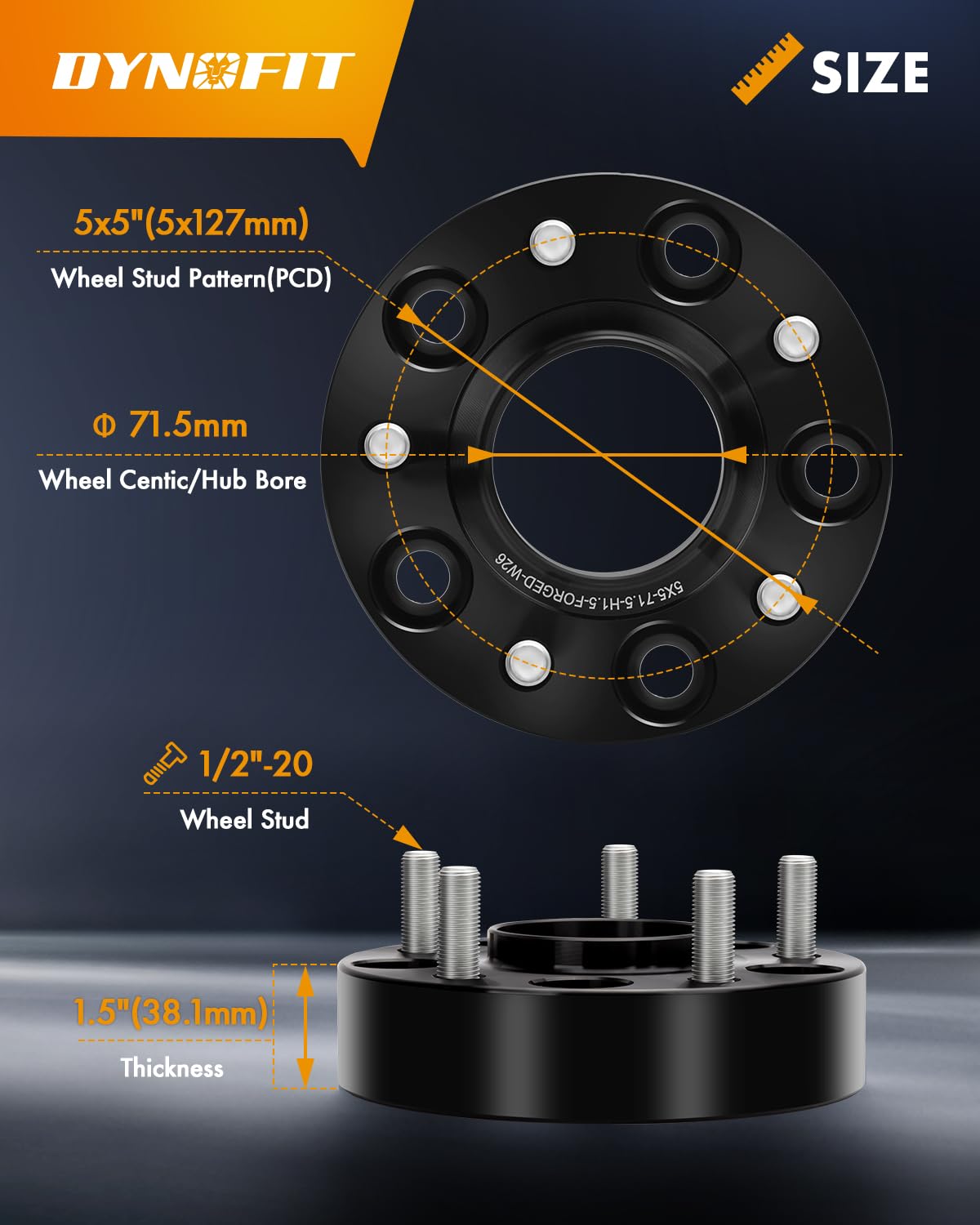 Dynofit 1.5'' 5X5 Wheel Spacers For 2007-2018 Jeep Wrangler Jk, 1999-2010 Grand Cherokee Wj Wk, 71.5Mm Hubcentric Wheel Spacers