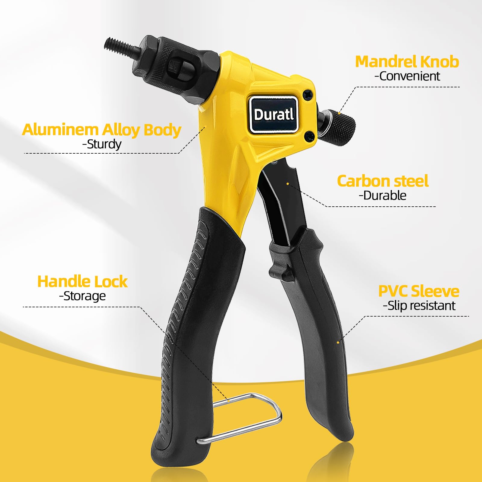 Duratl Rivet Nut Tool Kit, 8-Inch Hand Rivnut Tool For Tight Spaces, Nutsert Tool Kit With 96Pcs Rivnuts, 8 Metric & Sae Mandrel