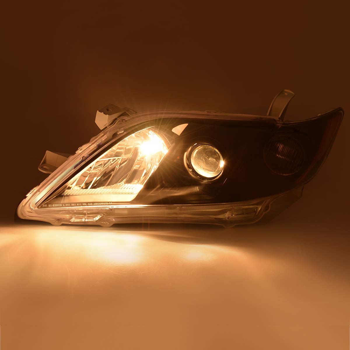 Dwvo Projector Headlight Assembly Compatible With 2007 2008 2009 Camry Exclude Hybird Chrome Housing Headlamp With Amber Reflect