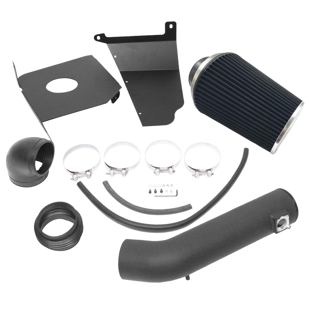 4 Inch Cold Air Intake & Heat Shield For 09-14 Silverado 1500 Gmc Sierra 1500 Yukon Cadillac Escalade Esv Ext Black & Black