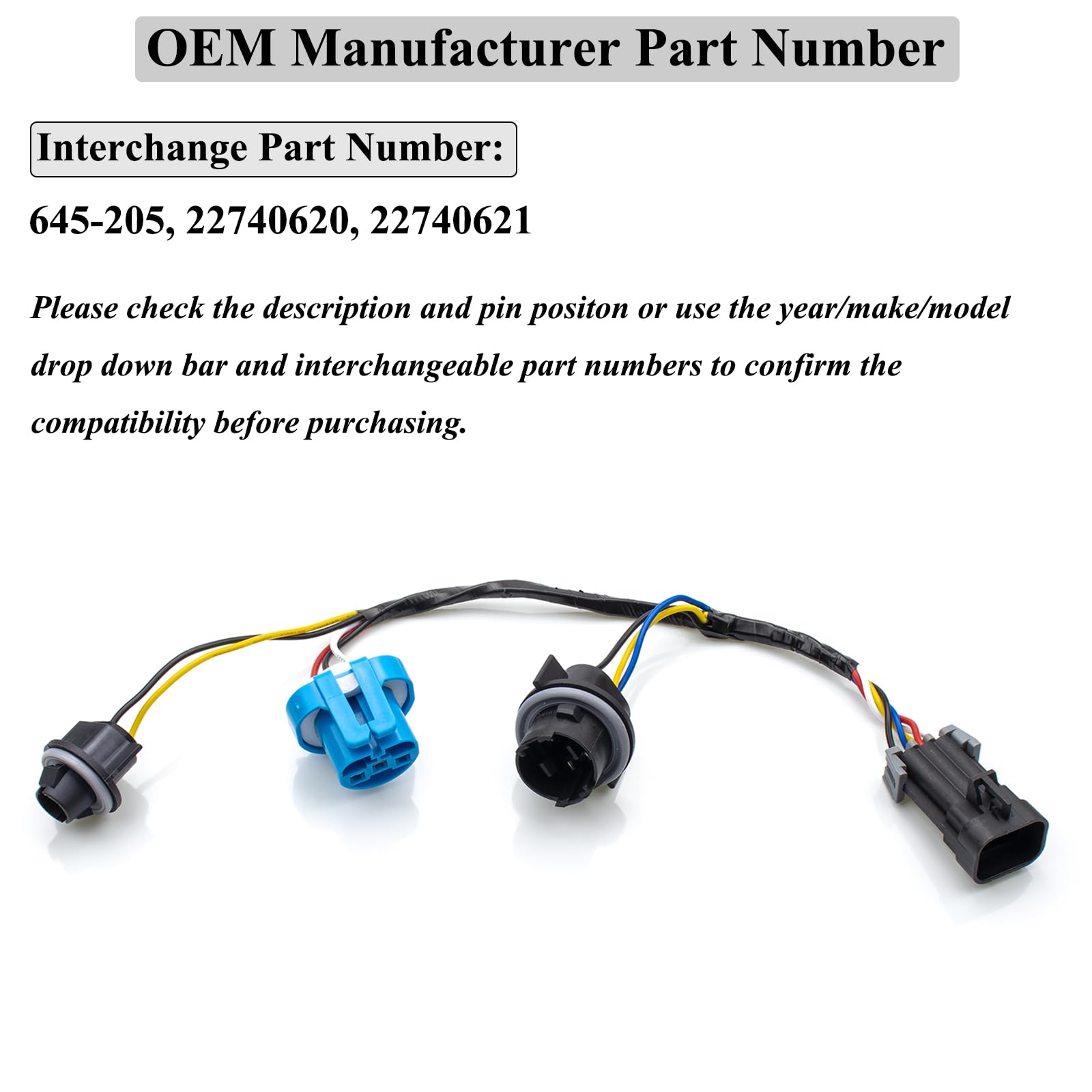 Hoput 645-205 Headlight Wire Harness, Headlight Wiring Harness Headlamp Connector Replace 22740620 22740621 Compatible With Chevy Cobalt Pontiac (1 Set)