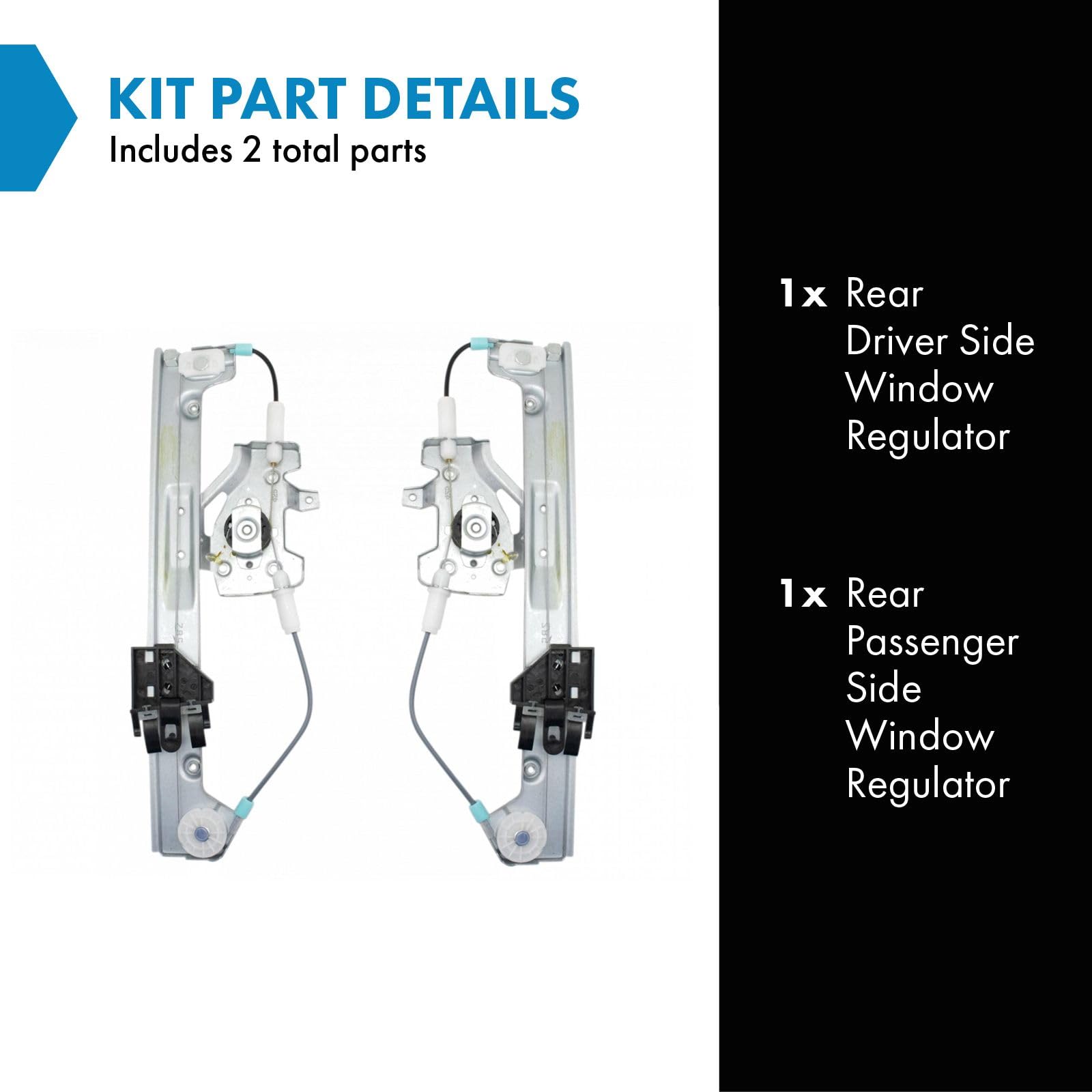 Trq Rear Power Window Regulator Set Compatible With 2000-2007 Ford Focus