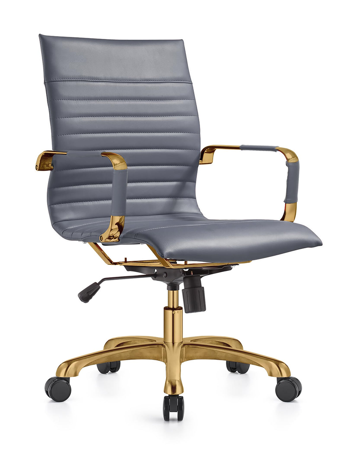 Leisuremod Harris Modern Adjustable Executive Swivel Leatherette Task Gold Office Chair (Grey)