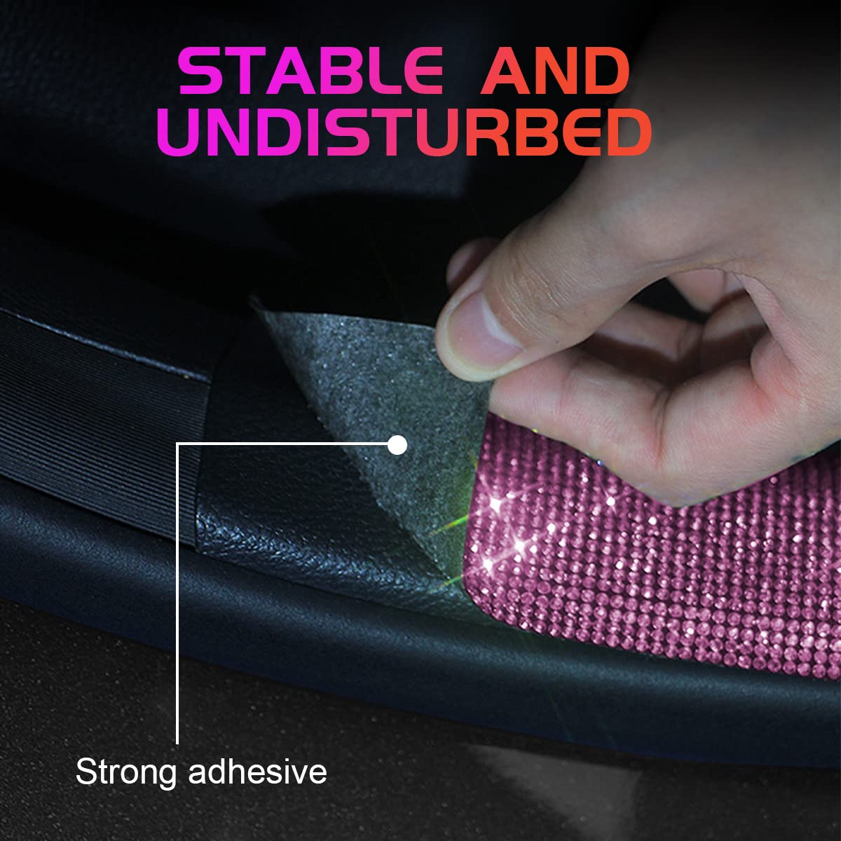 2Pcs Car Door Edge Entry Guard, Bling Anti-Collision Adhesive Sticker/Protector Strip For Car Door Sill, Rear Bumper, Universal For Most Cars, Suv, Auto Accessories For Women (Black Pink/2.8"X17.8")