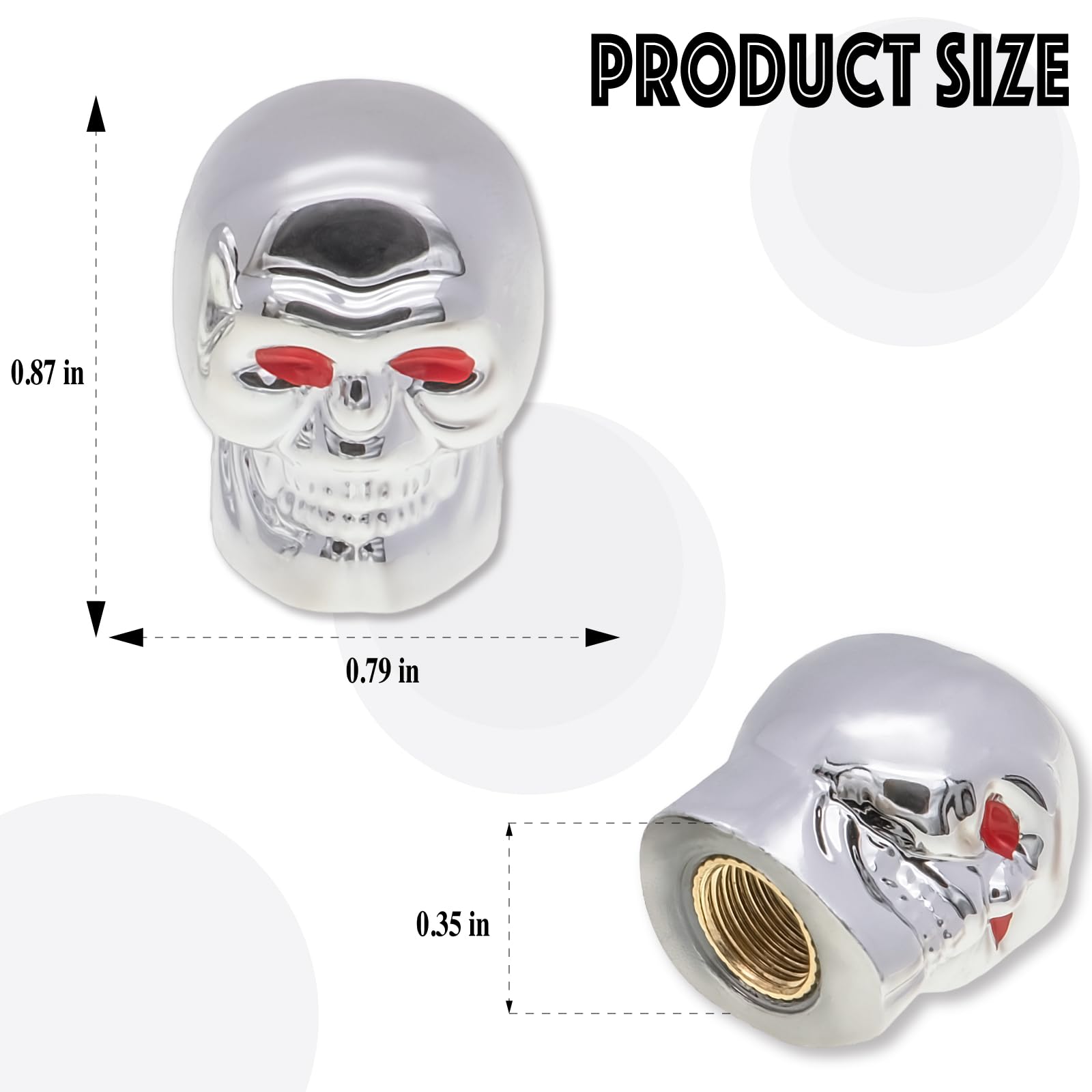 Meajoo 4Pcs Skull Style Tire Valve Stem Caps, With O Rubber Ring, Universal Copper Core Tire Valve Stem Covers For Cars, Suv, Tr