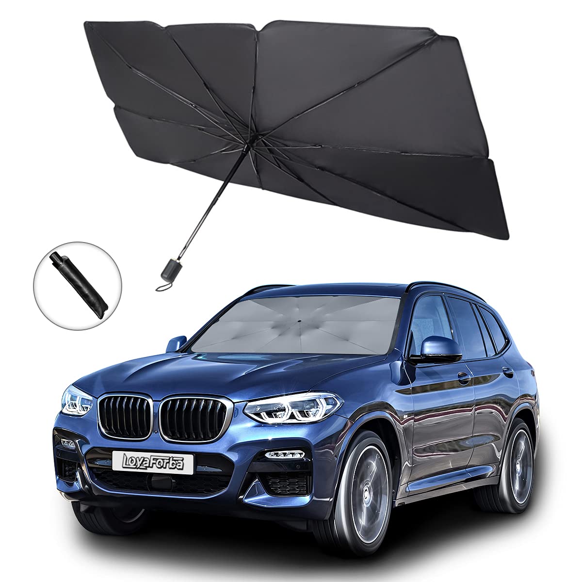 Car Windshield Sunshade/Cover, 31 ''X52 '' Foldable Unbrella Sunshade For Car Front Windshield, Reflective Uv Rays Blocking, Kee