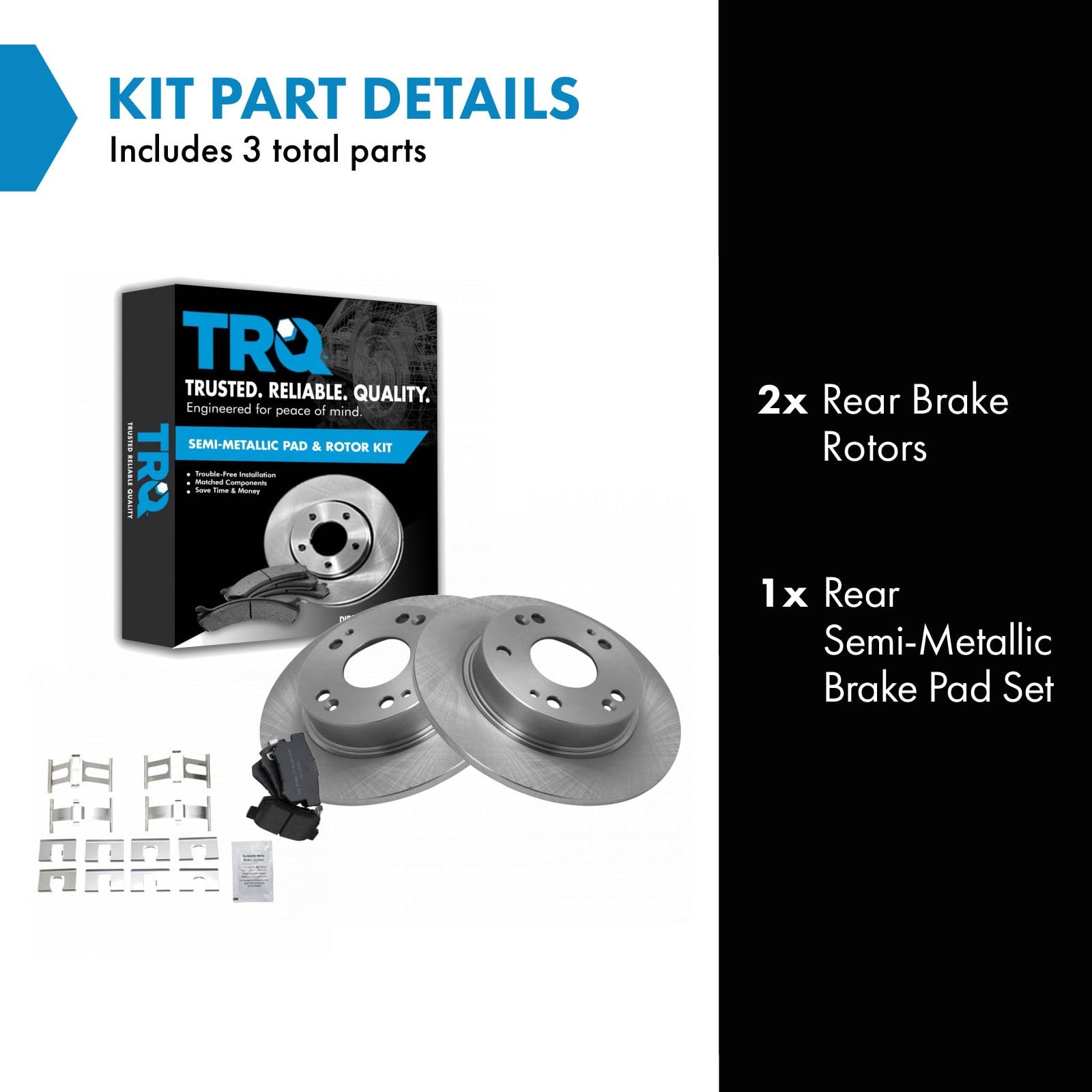 Trq Rear Brake Pad & Rotor Kit Brake Pads Brake Rotor Semi-Metallic Compatible With 2013-2015 Acura Ilx 2006-2015 Honda Civic