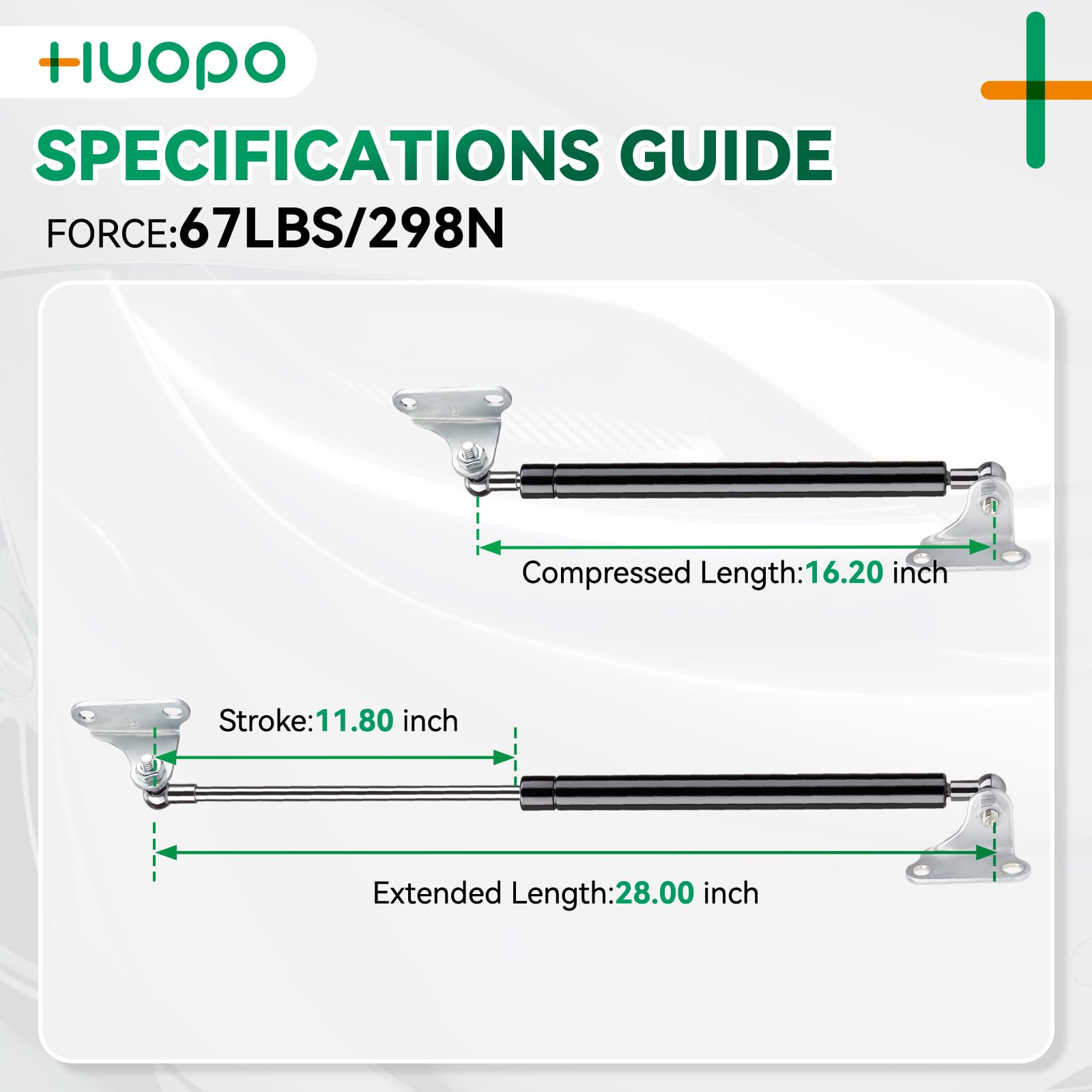 28 Inch 67 Lb/298 N Gas Strut Shock With L Type Mounts Lift Support For Rv Bed Door Truck Bed Cover Floor Hatch Travel Trailer T