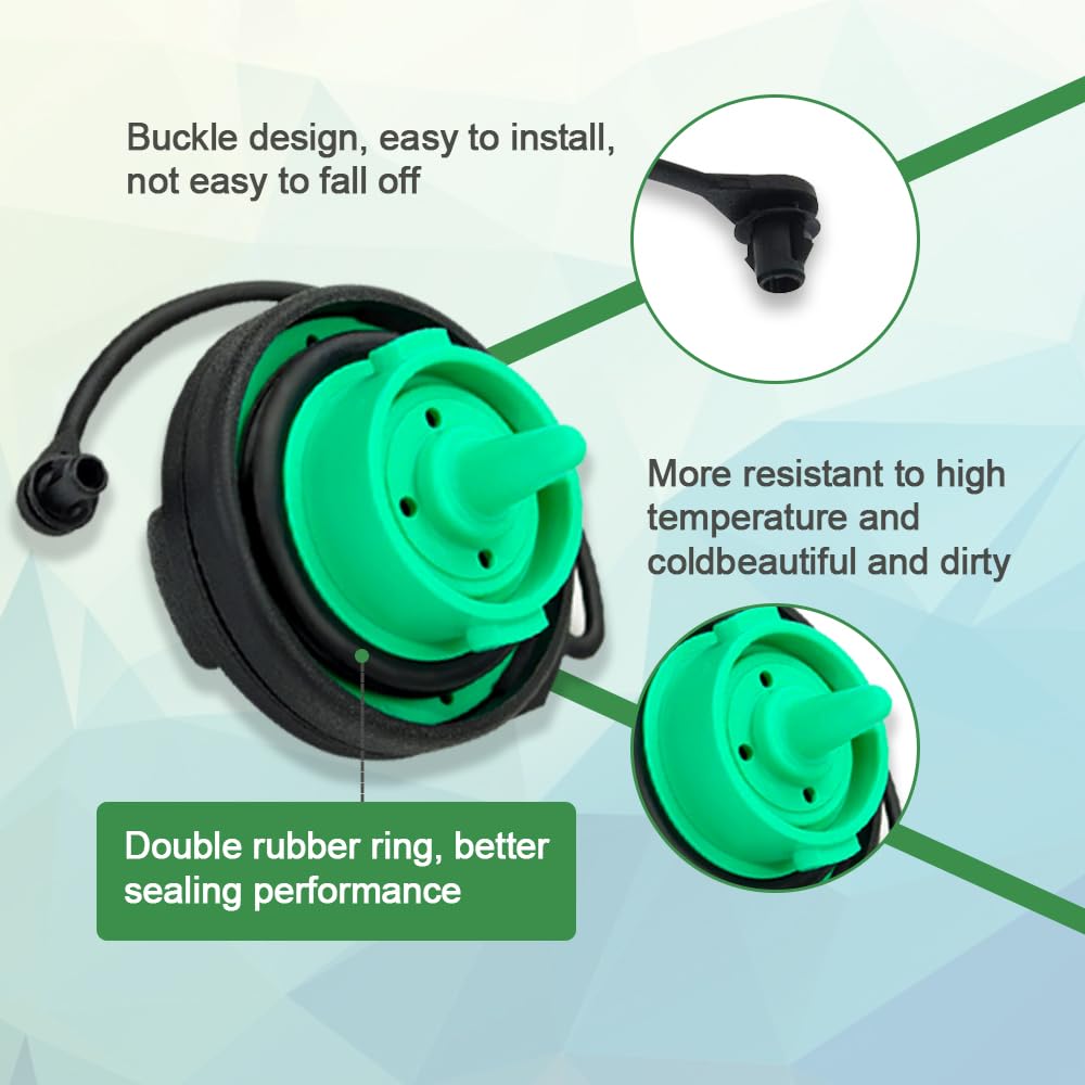 Lecctso Gas Cap, Fuel Cap, Fuel Tank Cap Replacement OEM # 5C0201550T 5Q0201550L, Gas Cap Cover Car Accessories Compatible with